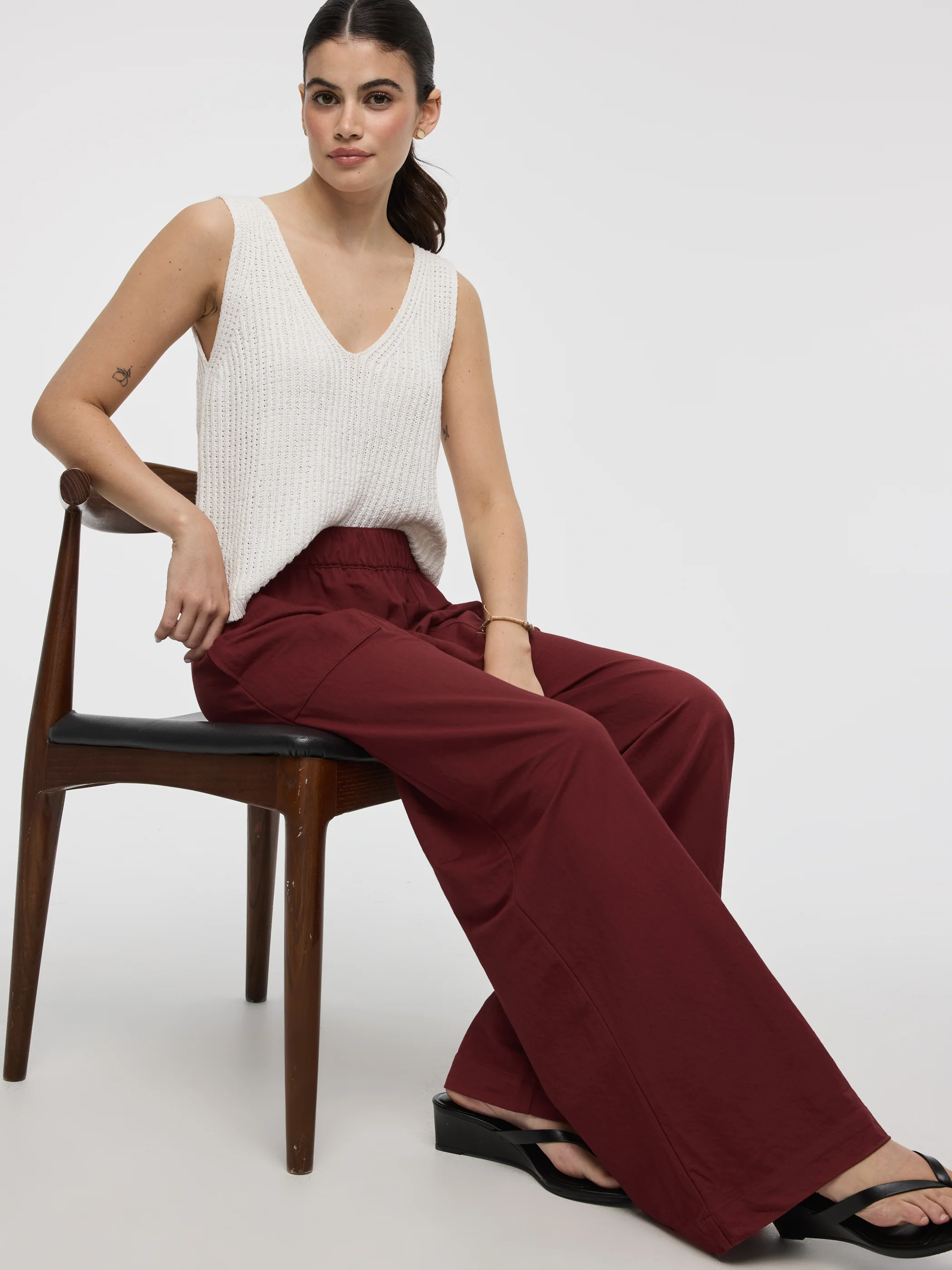Wide-Leg High-Rise Pull-On Piqué Pant - Image 25