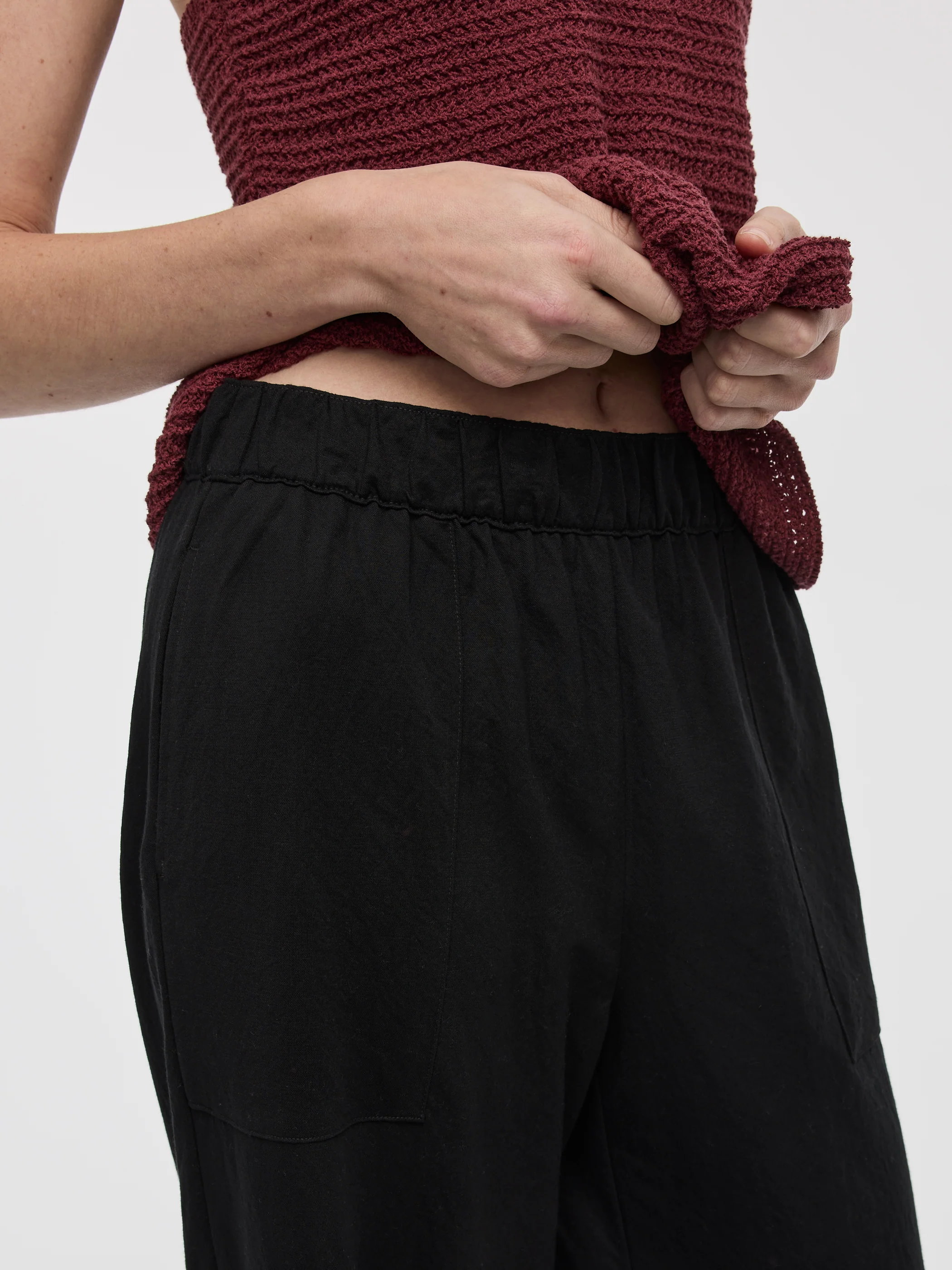Wide-Leg High-Rise Pull-On Piqué Pant - Image 3