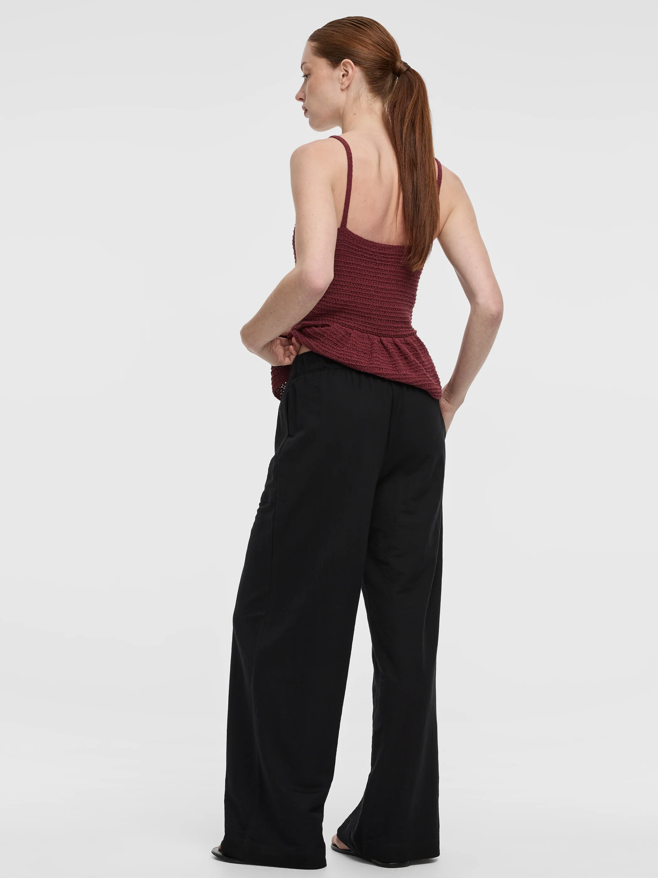 Wide-Leg High-Rise Pull-On Piqué Pant - Image 4