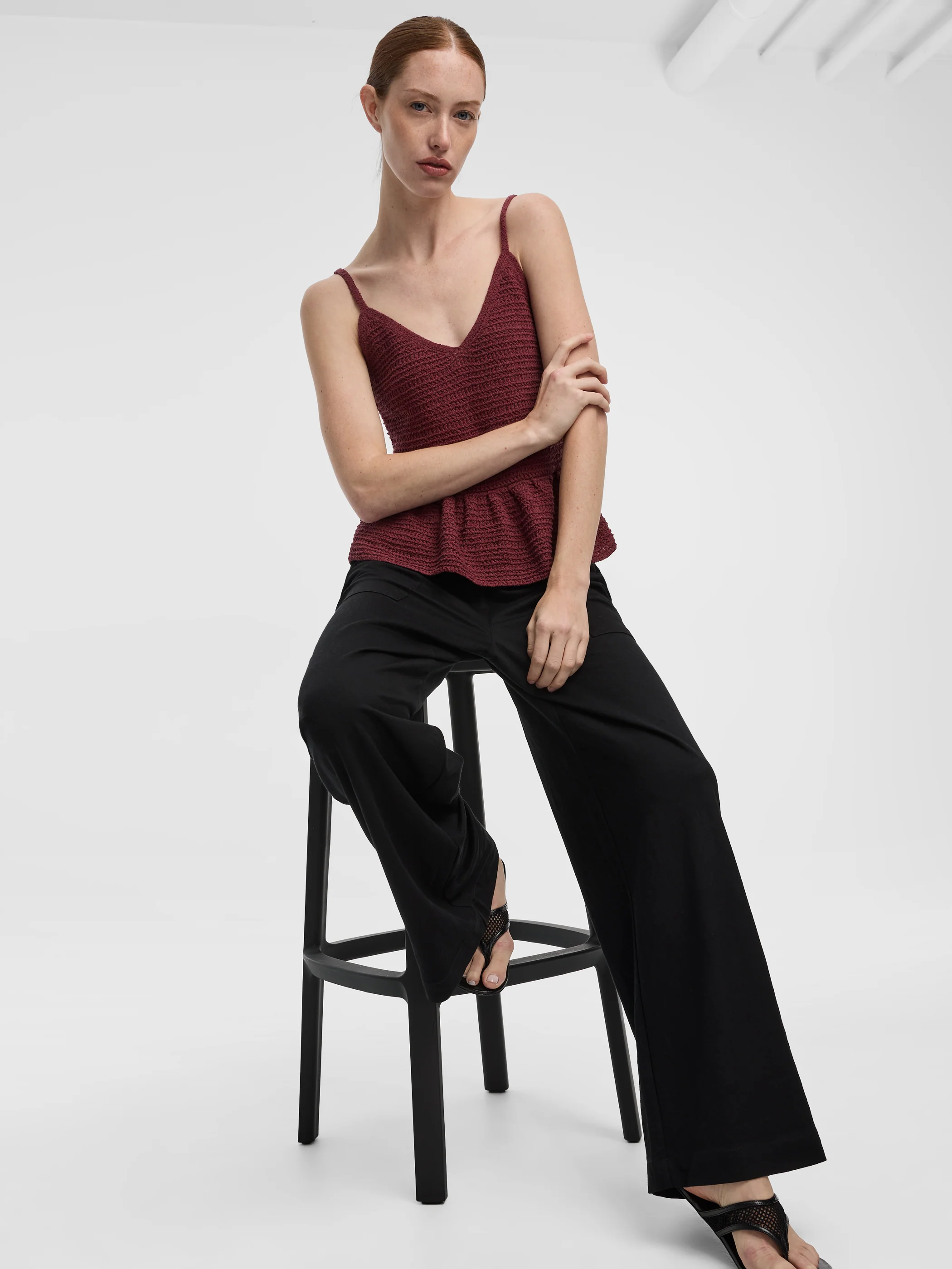 Wide-Leg High-Rise Pull-On Piqué Pant - Image 5