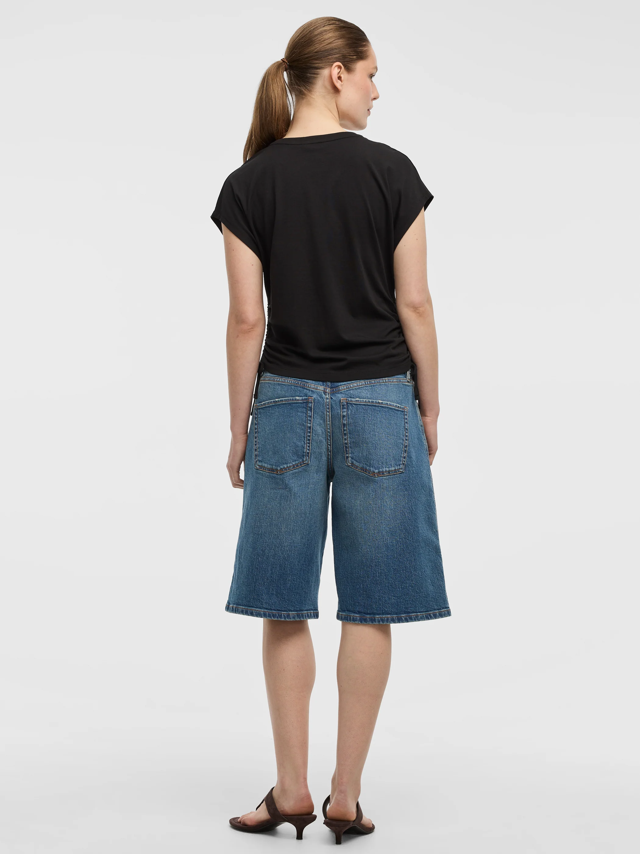 Extended-Sleeve Shirred Tee with Drawstrings - Image 3