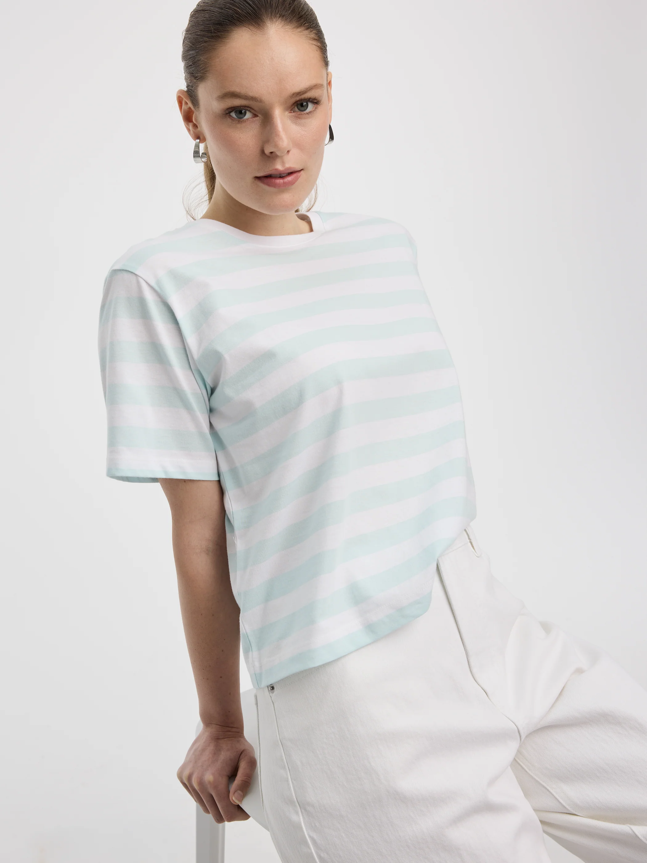 Striped Crew-Neck Boxy T-Shirt - Image 12