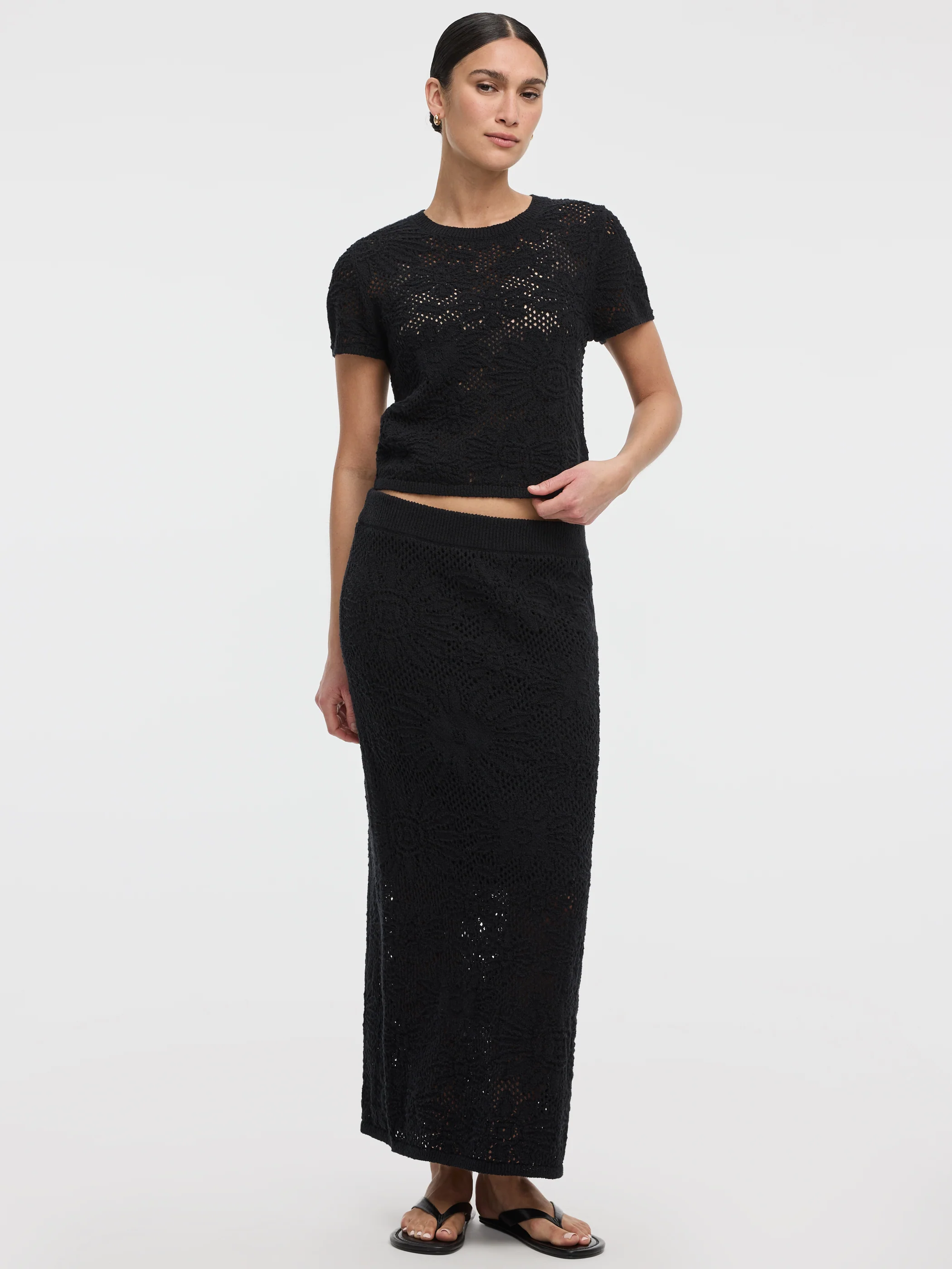 Pull-On Crochet Maxi Skirt