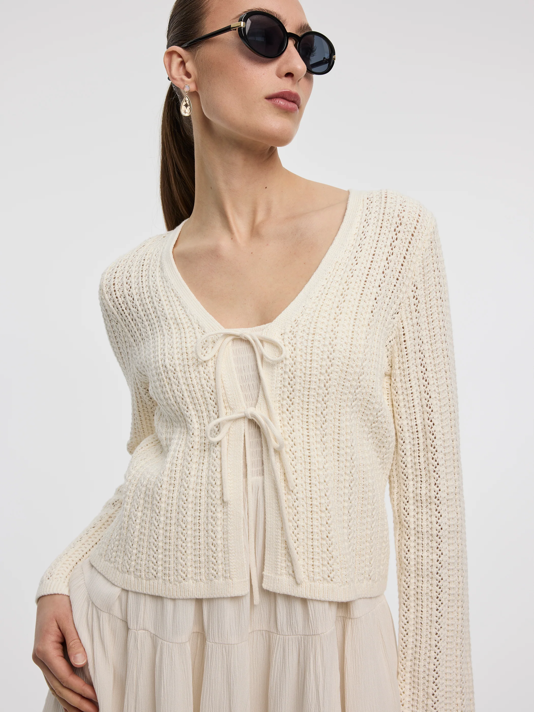 Long-Sleeve V-Neck Bolero - Image 2