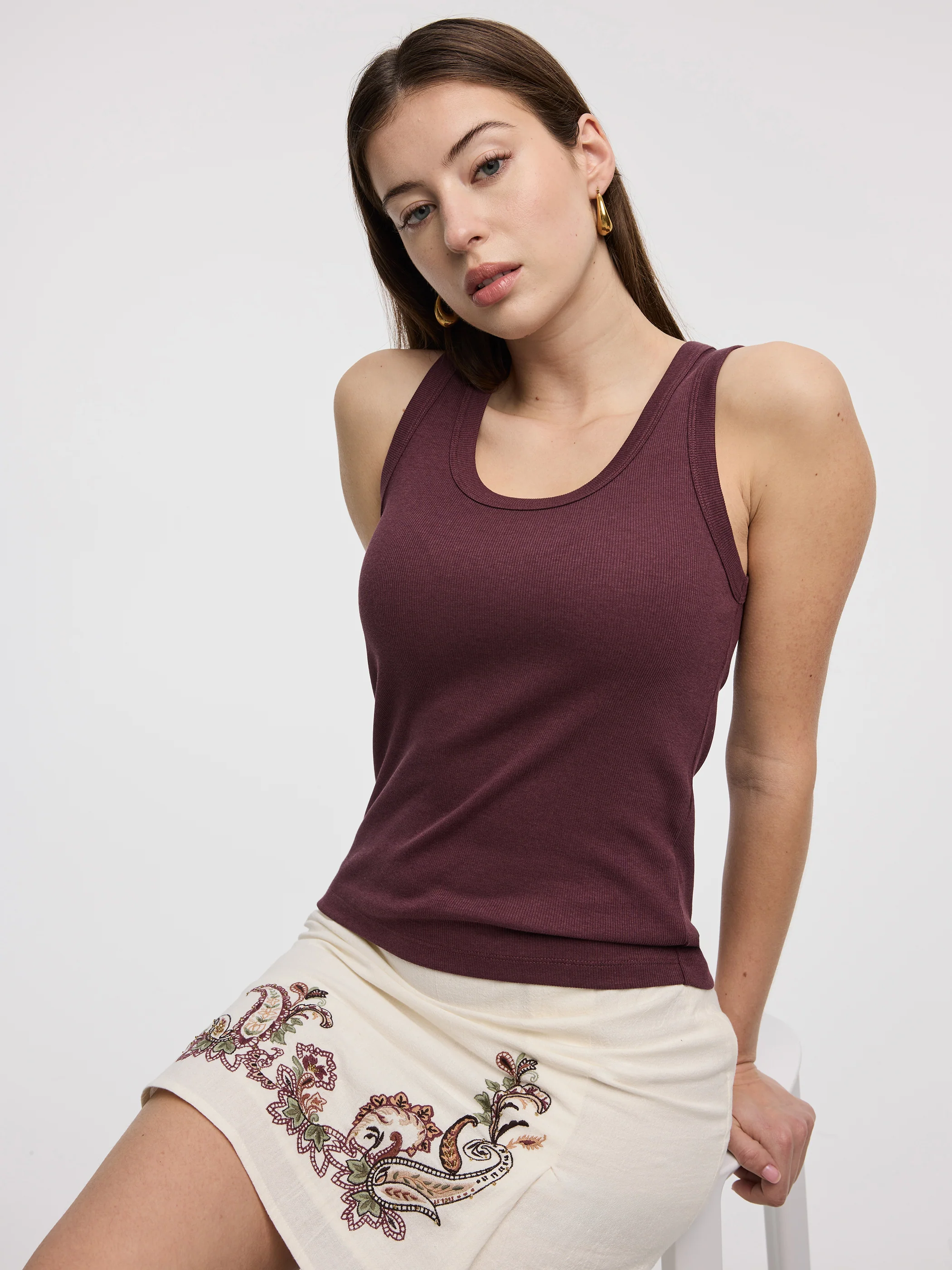 Scoop-Neck Ribbed Tank - Image 36