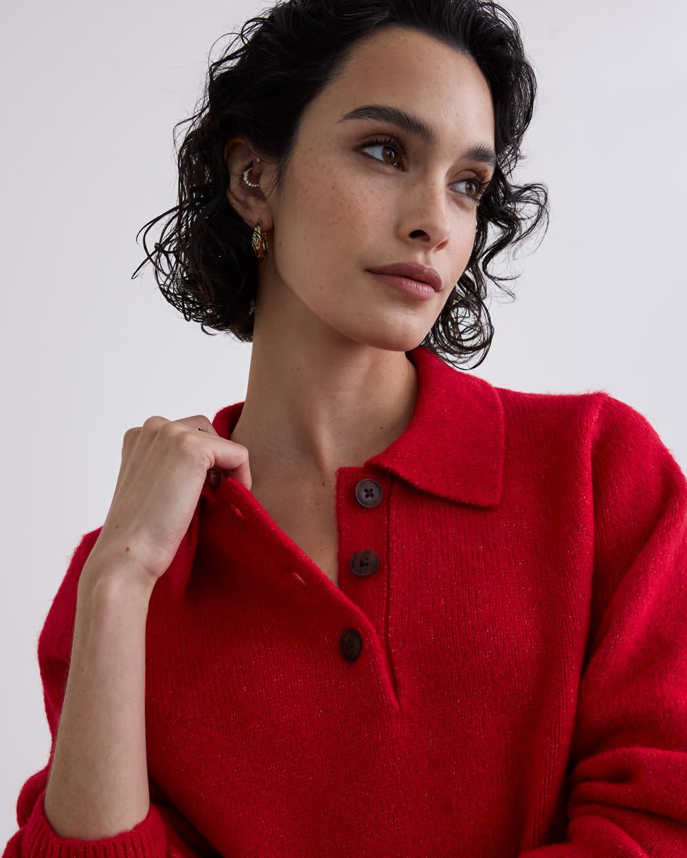 Long-Sleeve Polo Sweater - Image 3