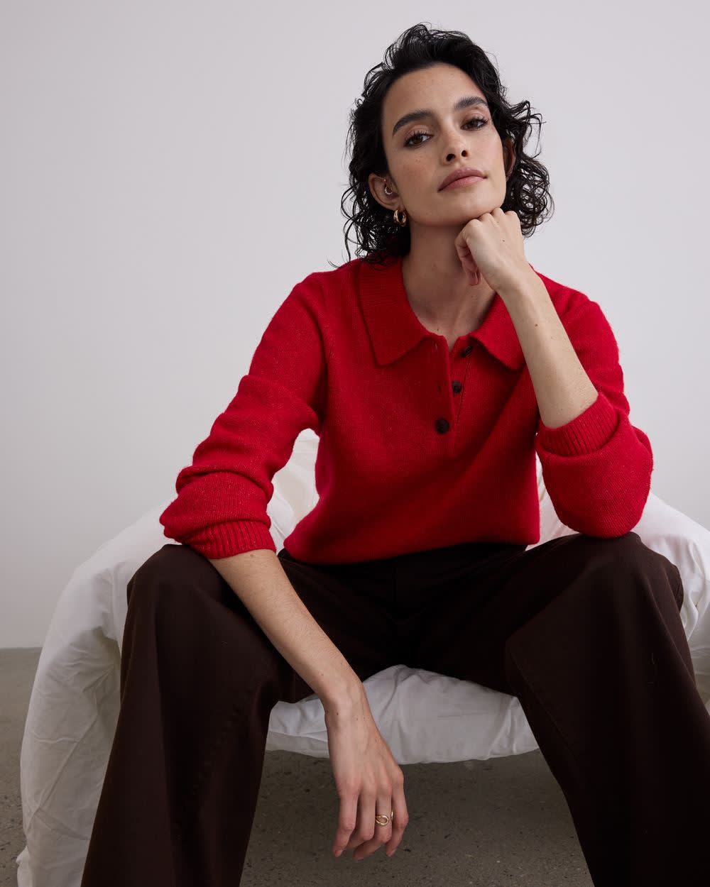 Long-Sleeve Polo Sweater - Image 4