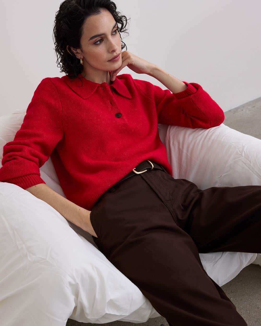 Long-Sleeve Polo Sweater - Image 5