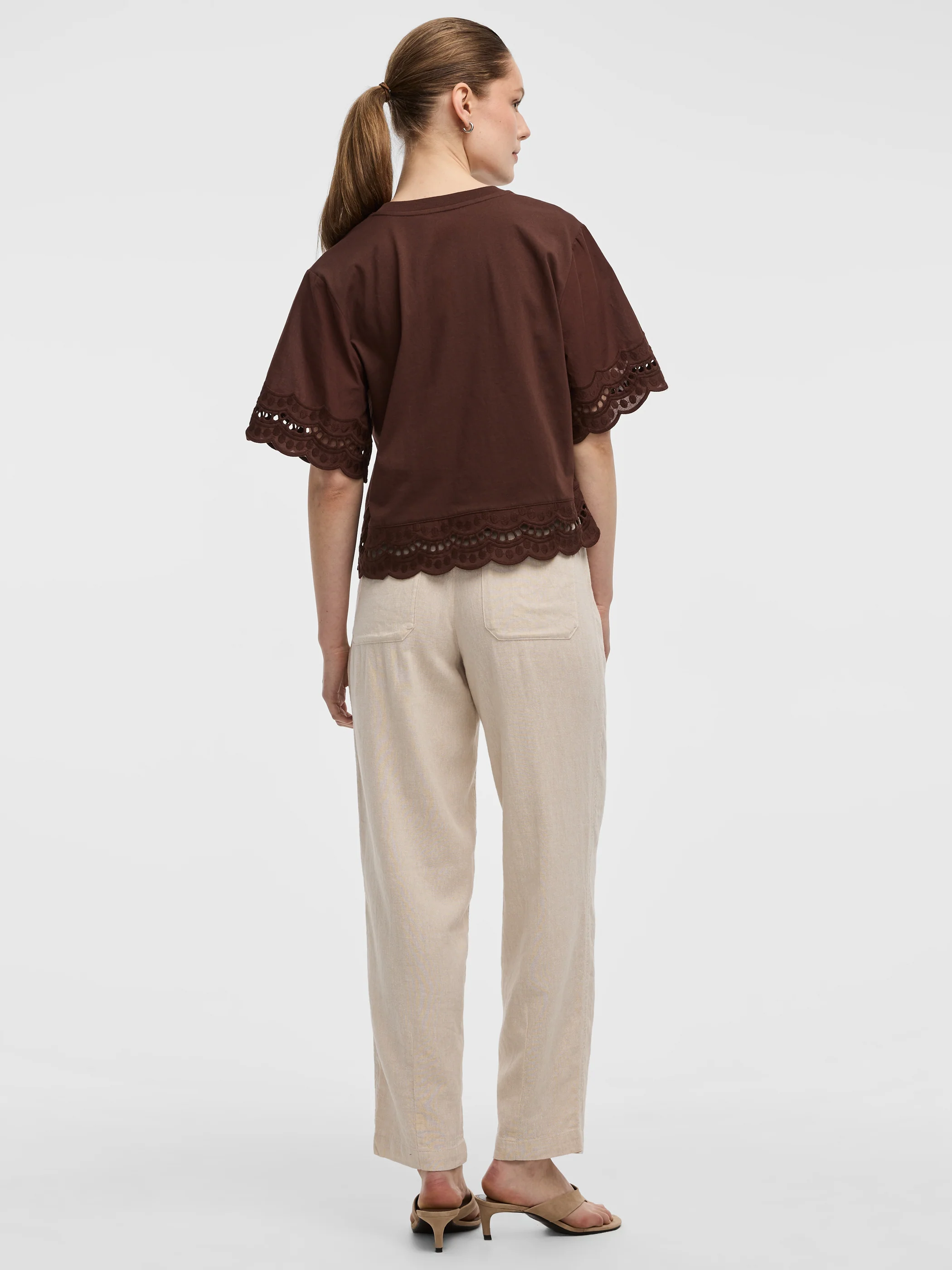 Short-Sleeve Mix-Media Top with Embroidered Trims - Image 7