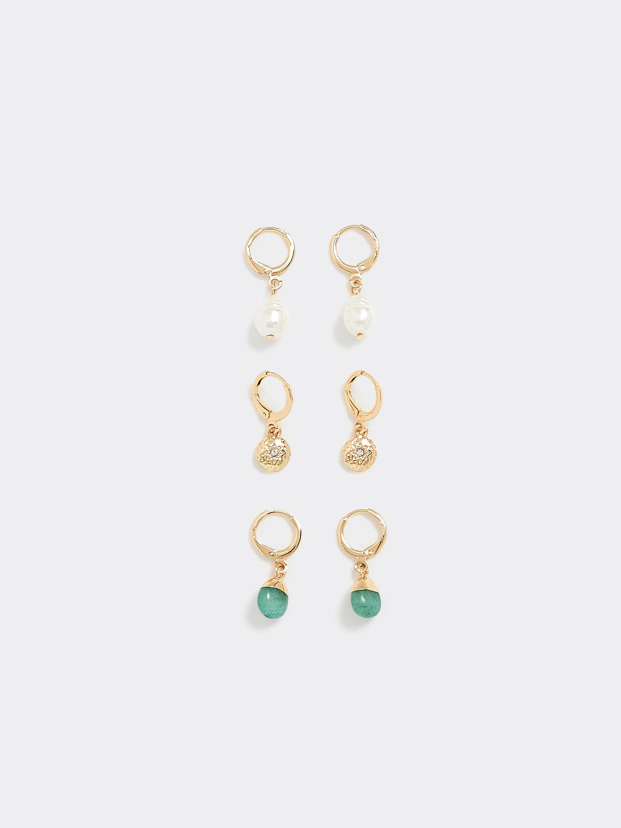 Hoop Earrings with Pendants - 3 Pairs