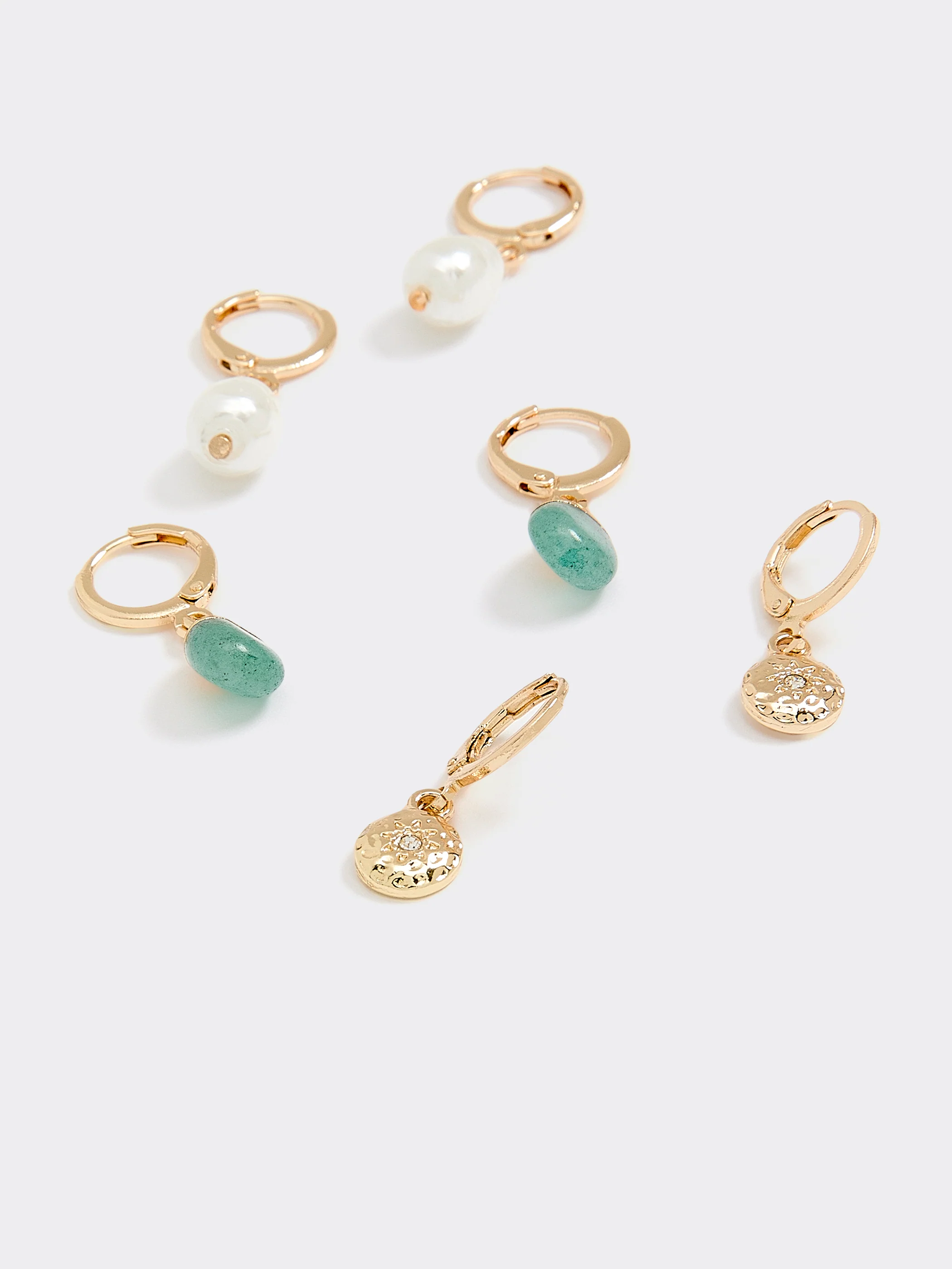 Hoop Earrings with Pendants - 3 Pairs - Image 2