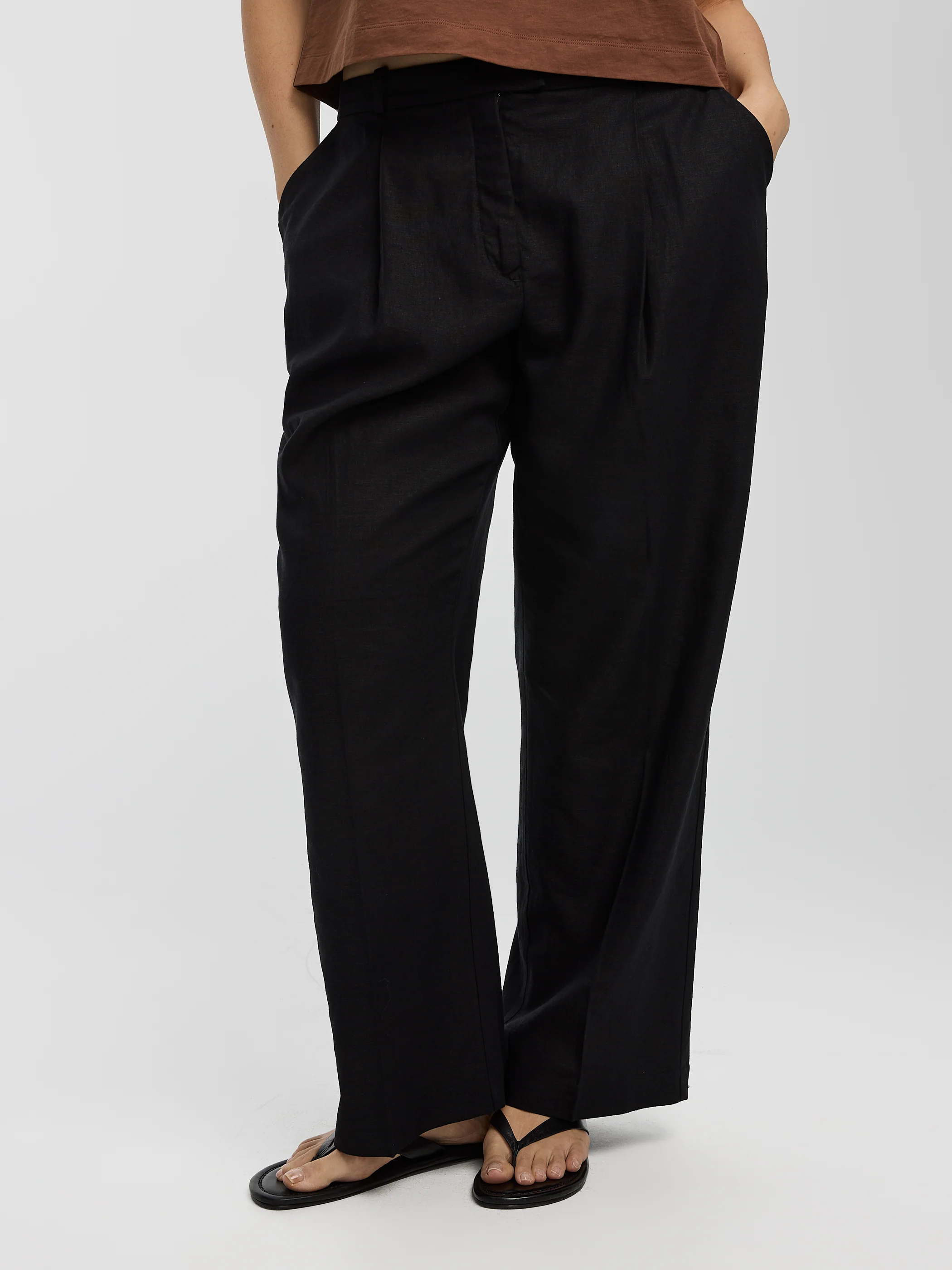 Linen-Blend Straight-Leg High-Rise Pant - Curvy Fit - Image 2