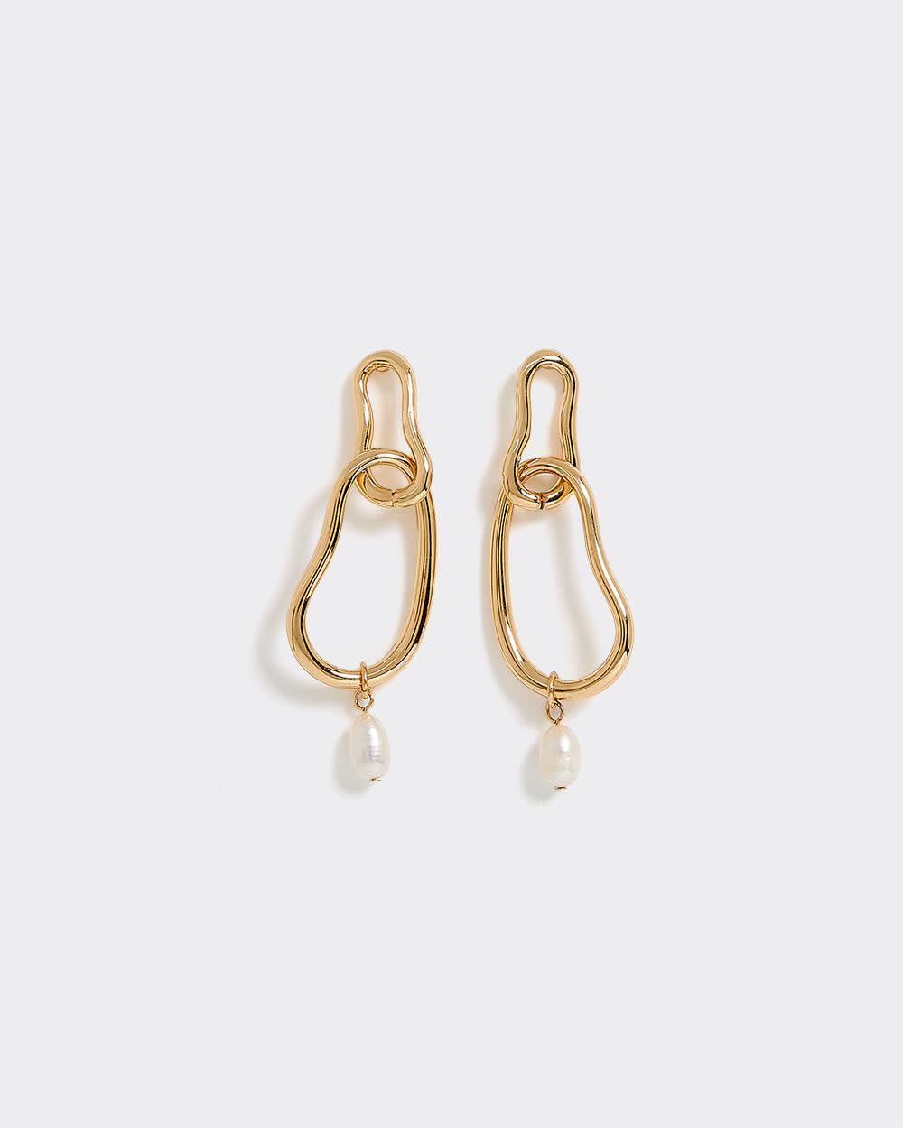 Link Earrings with Pearl Pendants - Image 3