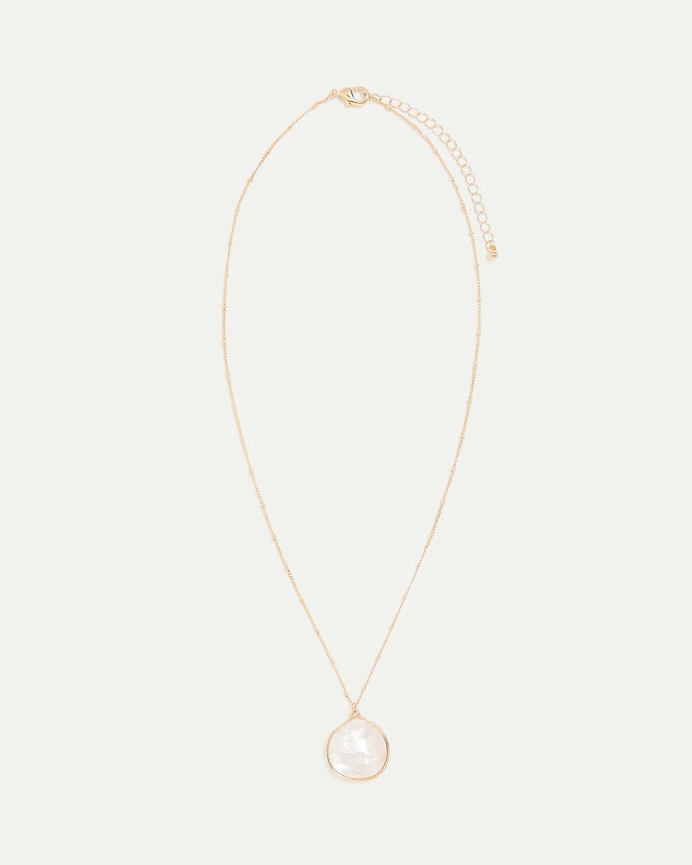 Long Necklace with Mother-of-Pearl Pendant - Image 2