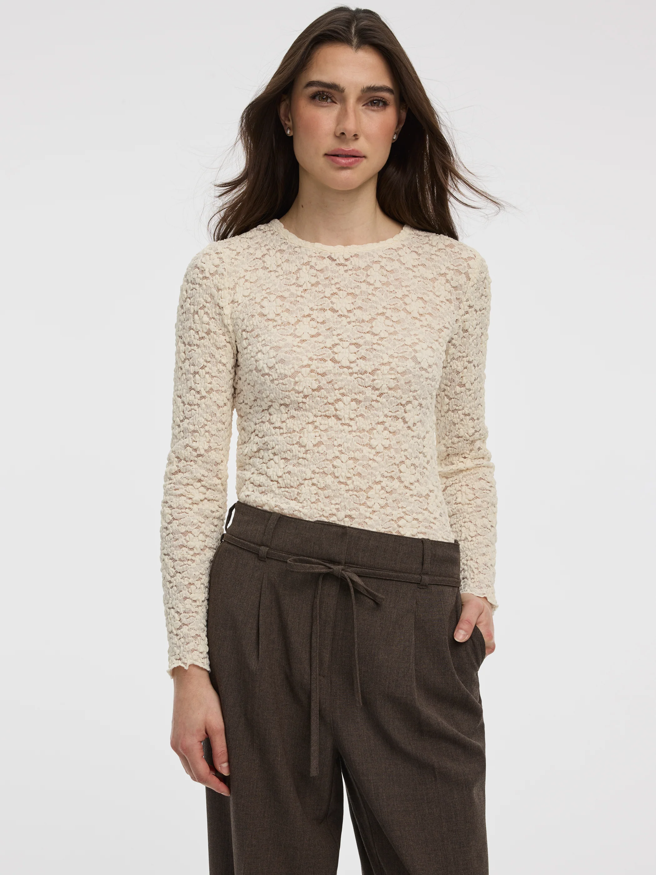Long-Sleeve Lace Top