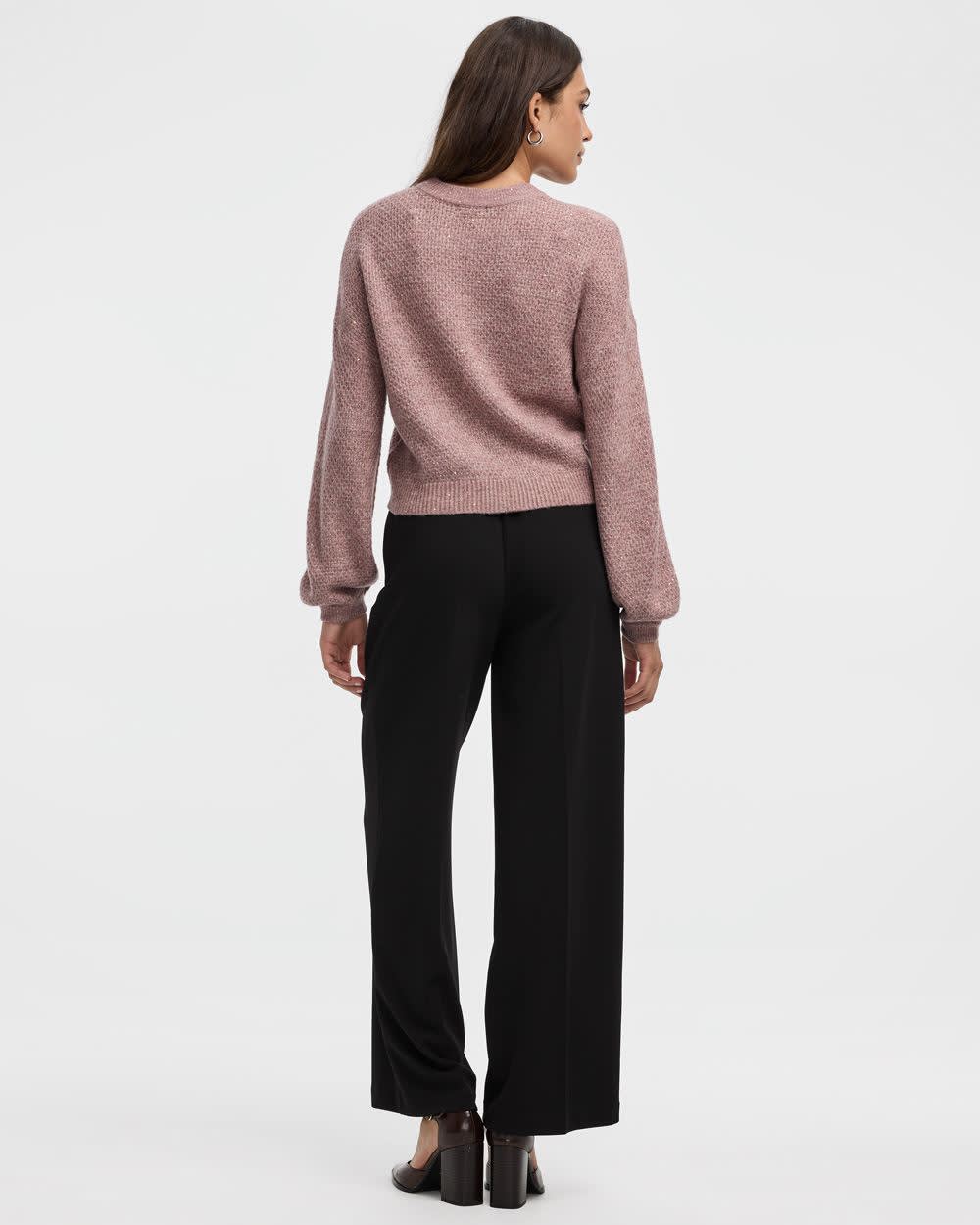 Long-Sleeve Mock-Neck Fancy-Stitch Pullover - Image 2