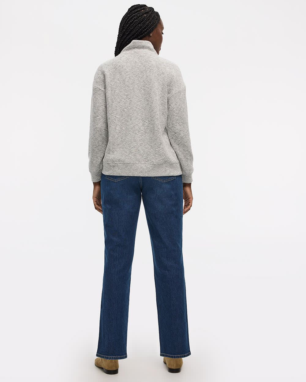 Long-Sleeve Mock-Neck Top with Half Zip - Image 2