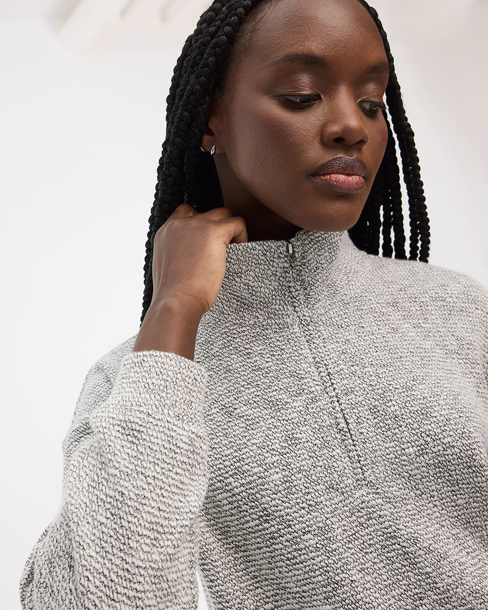 Long-Sleeve Mock-Neck Top with Half Zip - Image 4