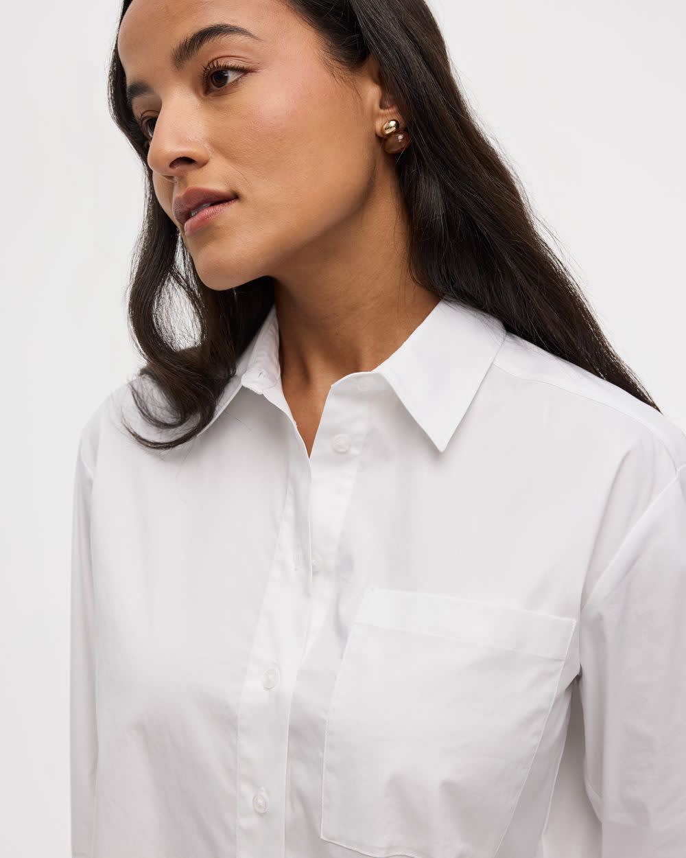 Long-Sleeve Poplin Shirt with Chest Pocket - R Essentials - Image 4