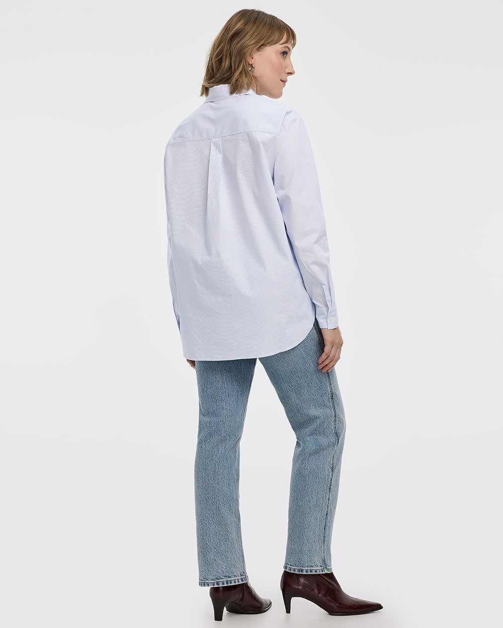 Long-Sleeve Poplin Shirt with Chest Pocket - R Essentials - Image 7