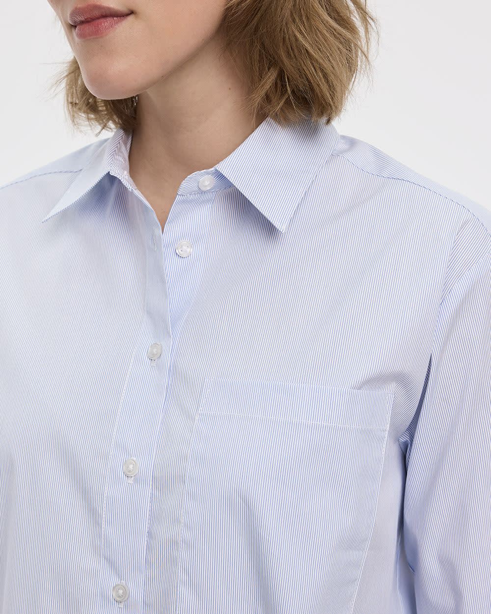 Long-Sleeve Poplin Shirt with Chest Pocket - R Essentials - Image 9