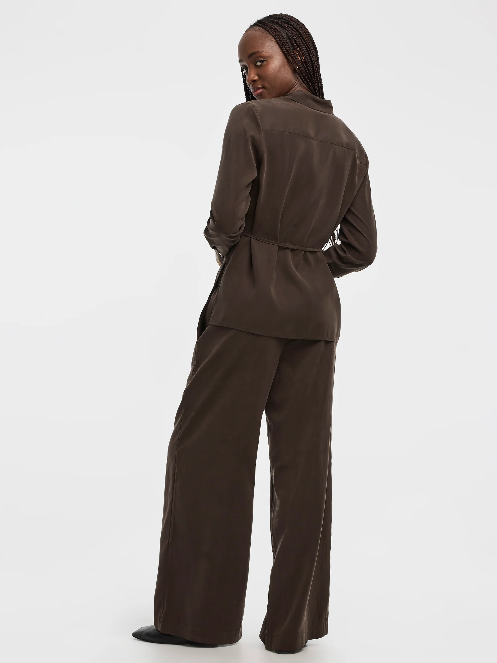 Long-Sleeve Shirt with Self-Tie Sash - Image 2