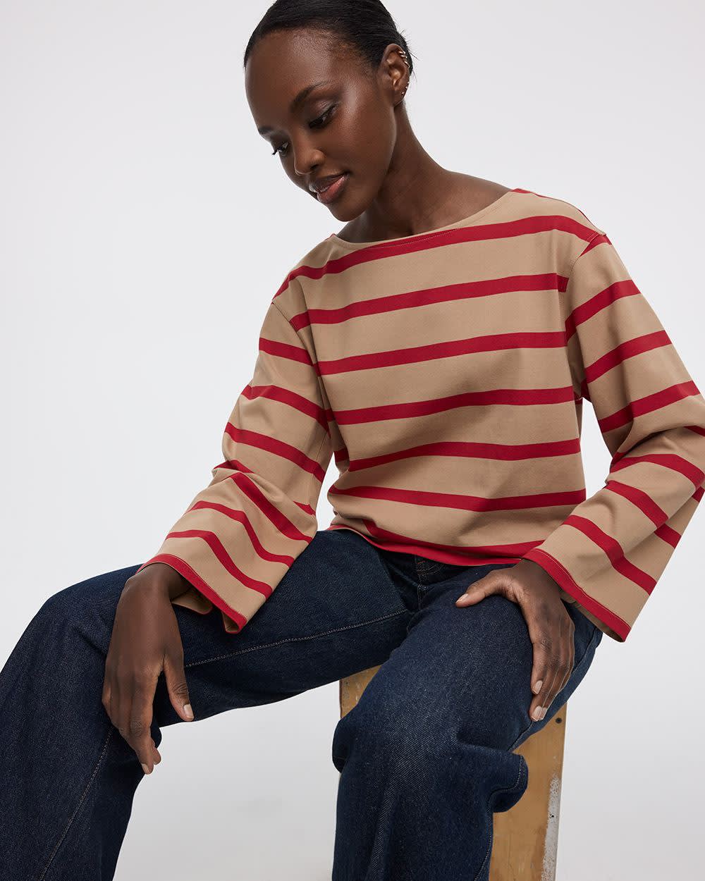 Long-Sleeve Boat-Neck Top - Image 7