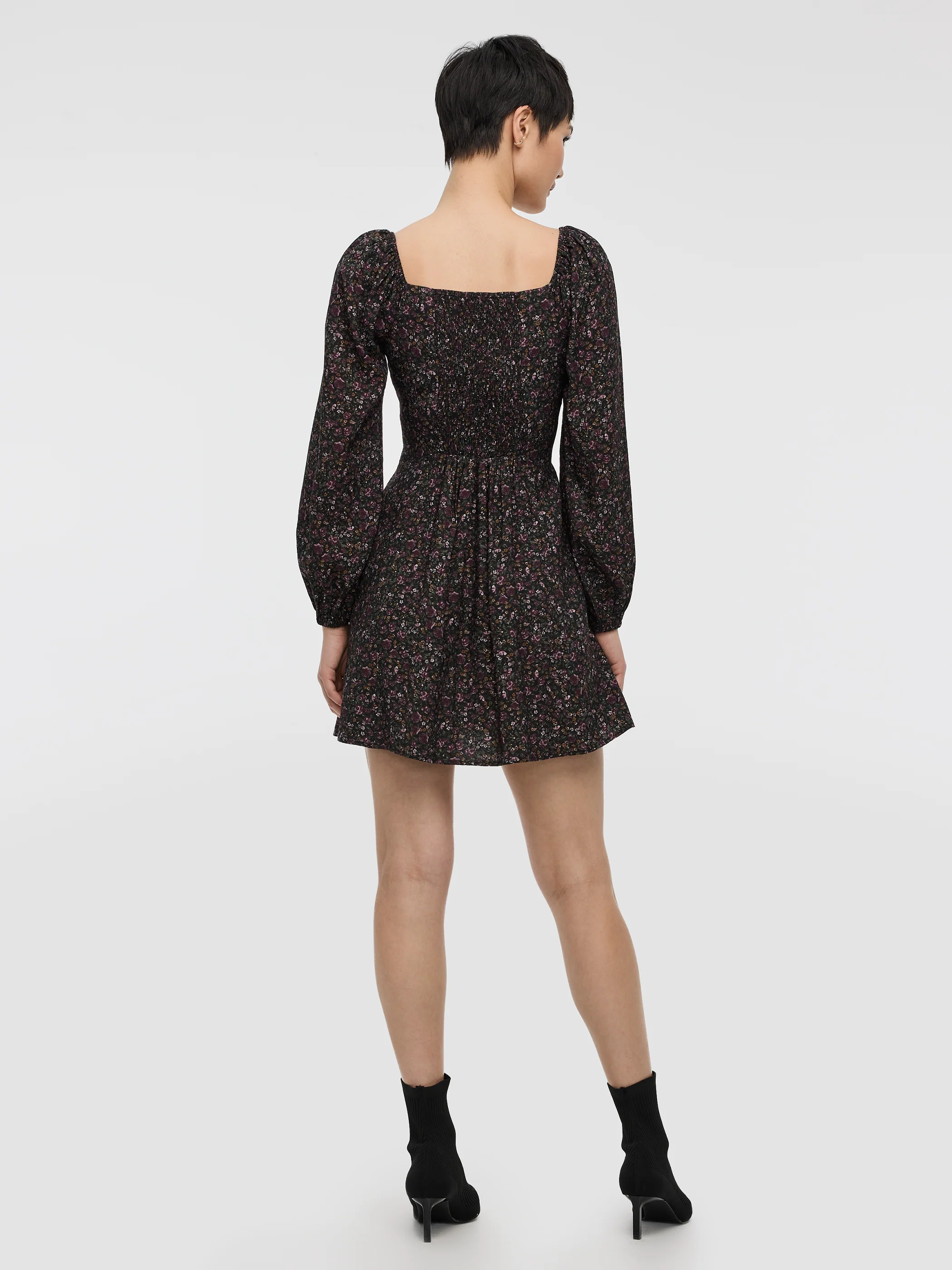 Long-Puffy-Sleeve Bustier Mini Dress with Sweetheart Neckline - Image 3