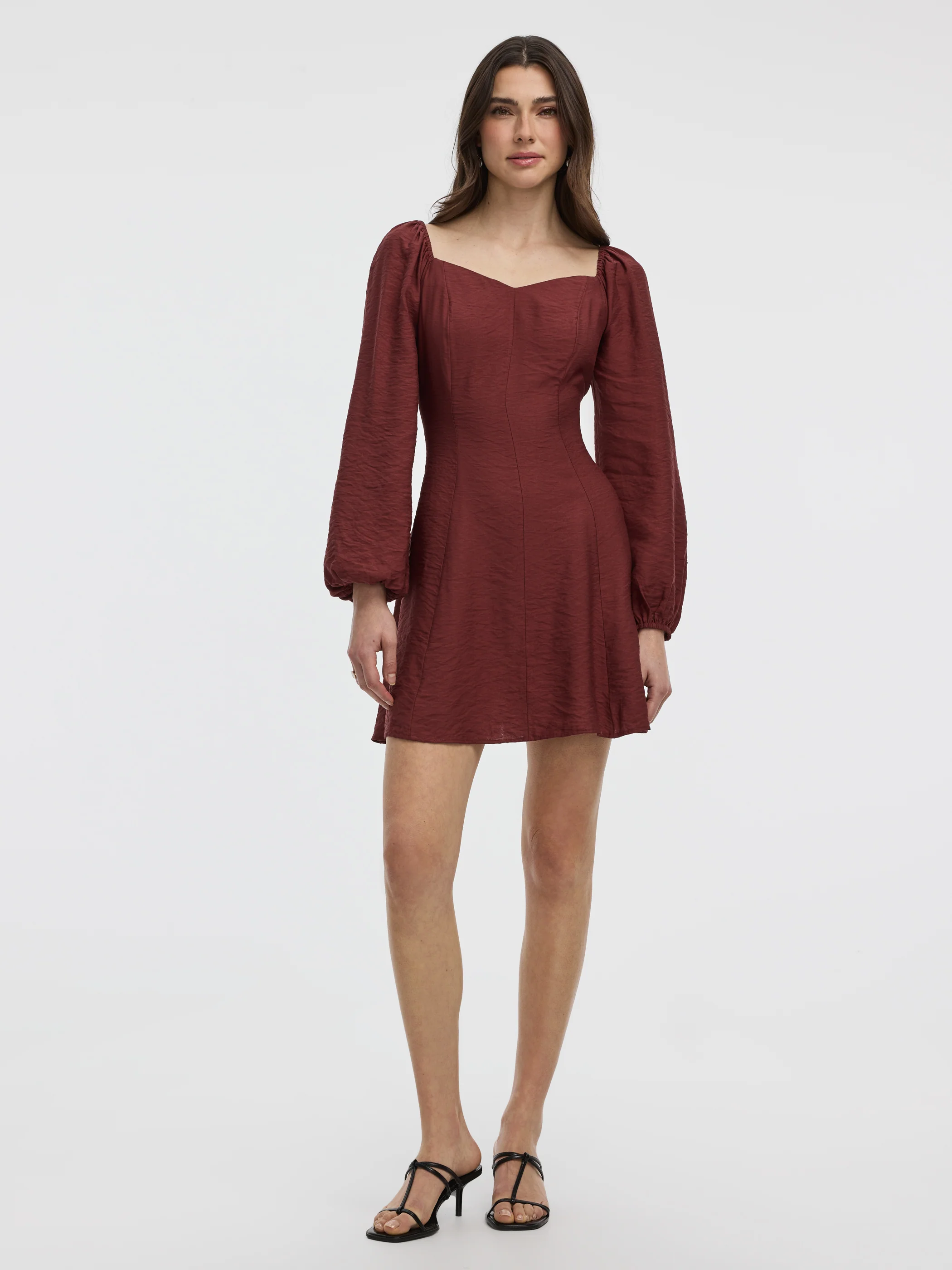 Long-Puffy-Sleeve Bustier Mini Dress with Sweetheart Neckline - Image 5
