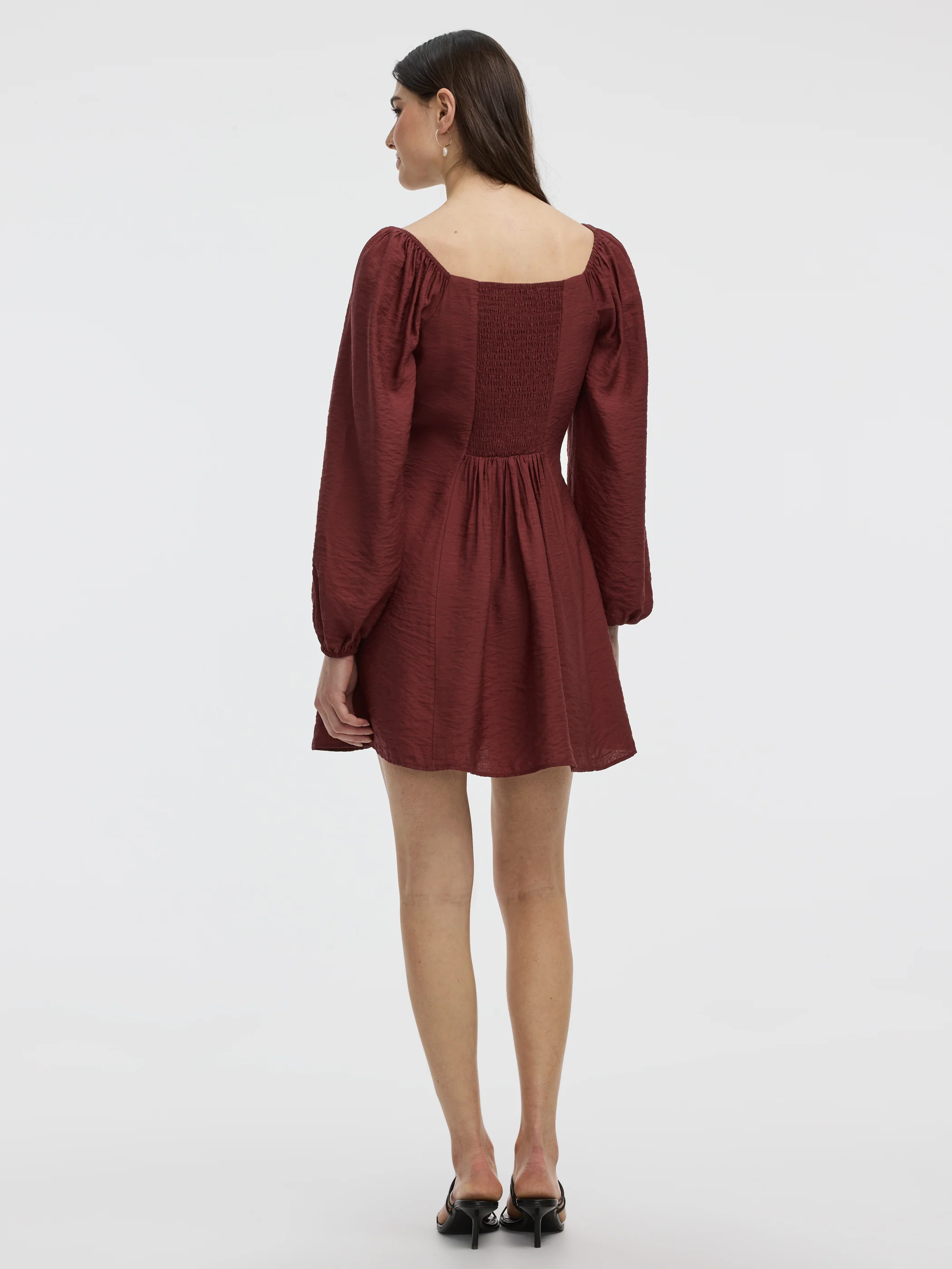 Long-Puffy-Sleeve Bustier Mini Dress with Sweetheart Neckline - Image 6