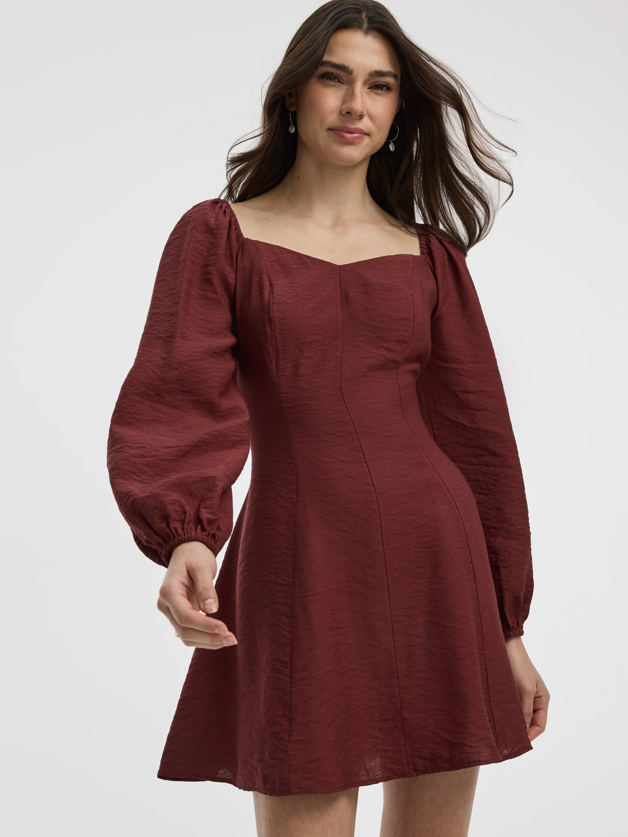 Long-Puffy-Sleeve Bustier Mini Dress with Sweetheart Neckline - Image 7