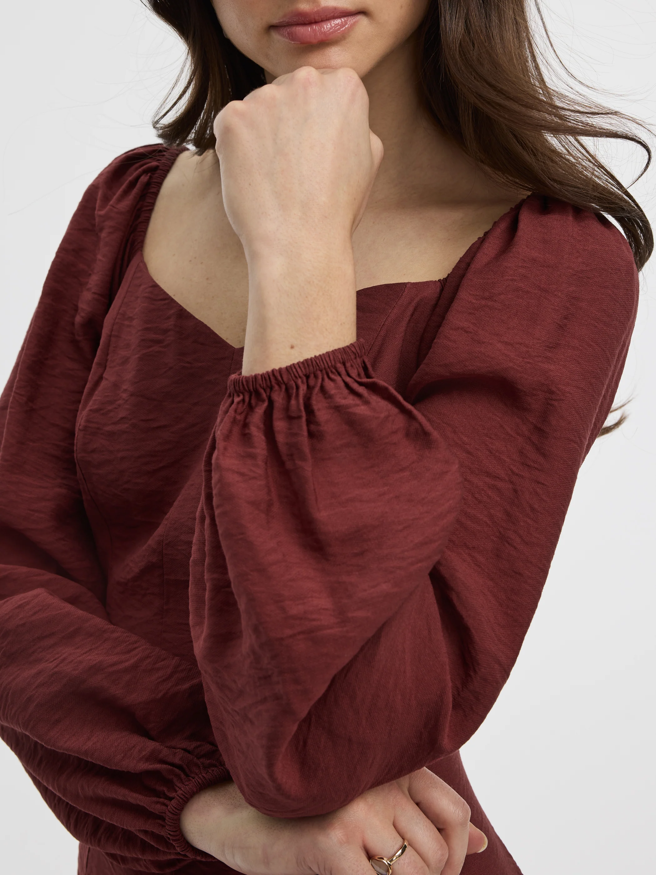 Long-Puffy-Sleeve Bustier Mini Dress with Sweetheart Neckline - Image 8