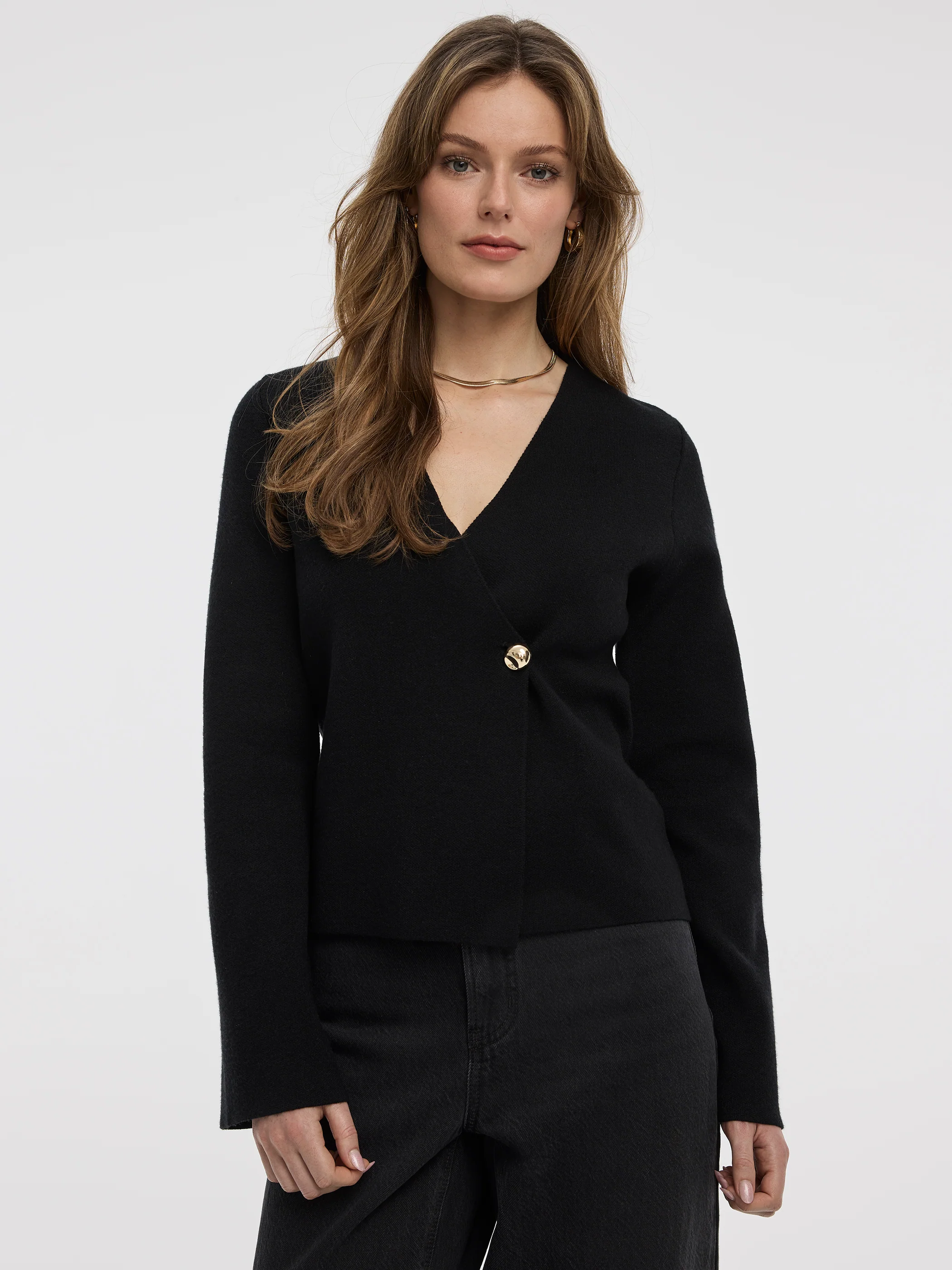 Long-Sleeve V-Neck Wrap Top