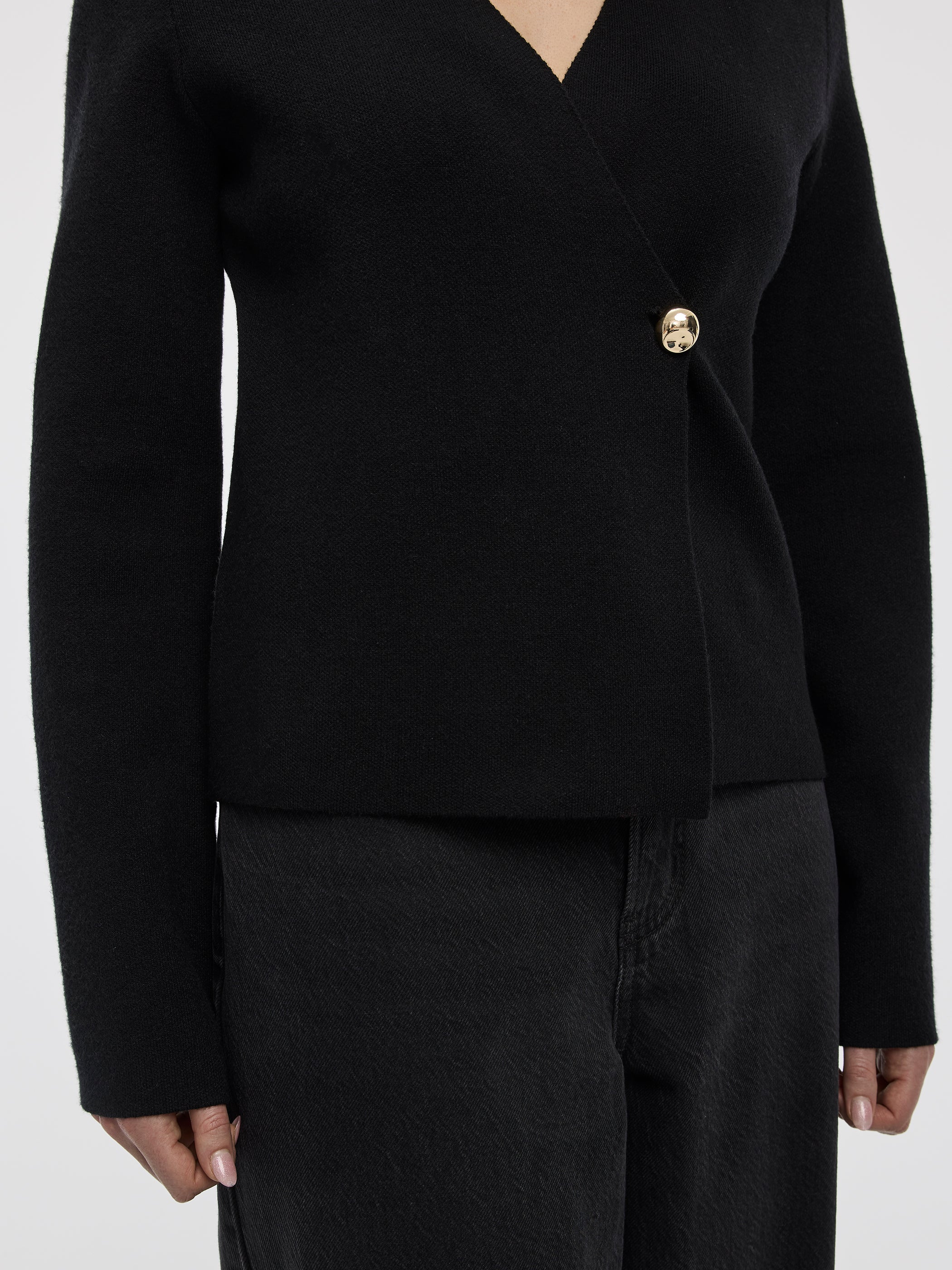 Long-Sleeve V-Neck Wrap Top - Image 2