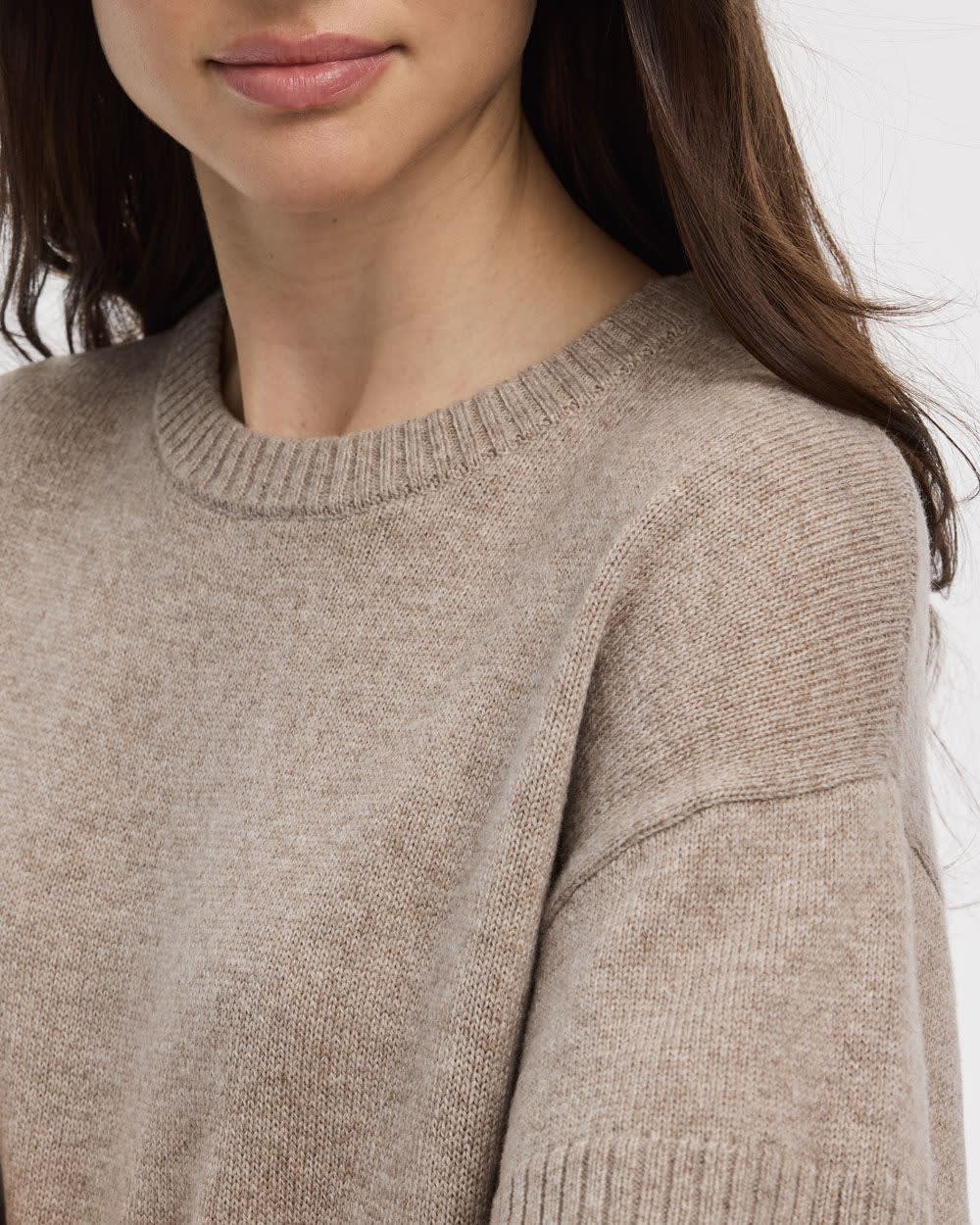 Cashmere-Blend Short-Sleeve Crew-Neck Loose Sweater - Image 2