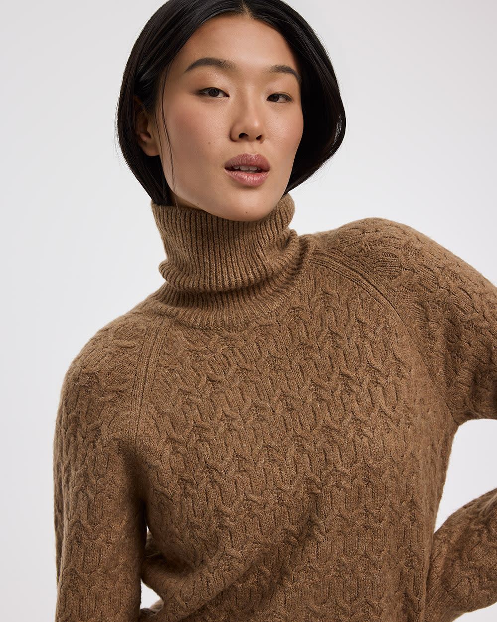 Long-Balloon-Sleeve Mock-Neck Sweater - Image 13