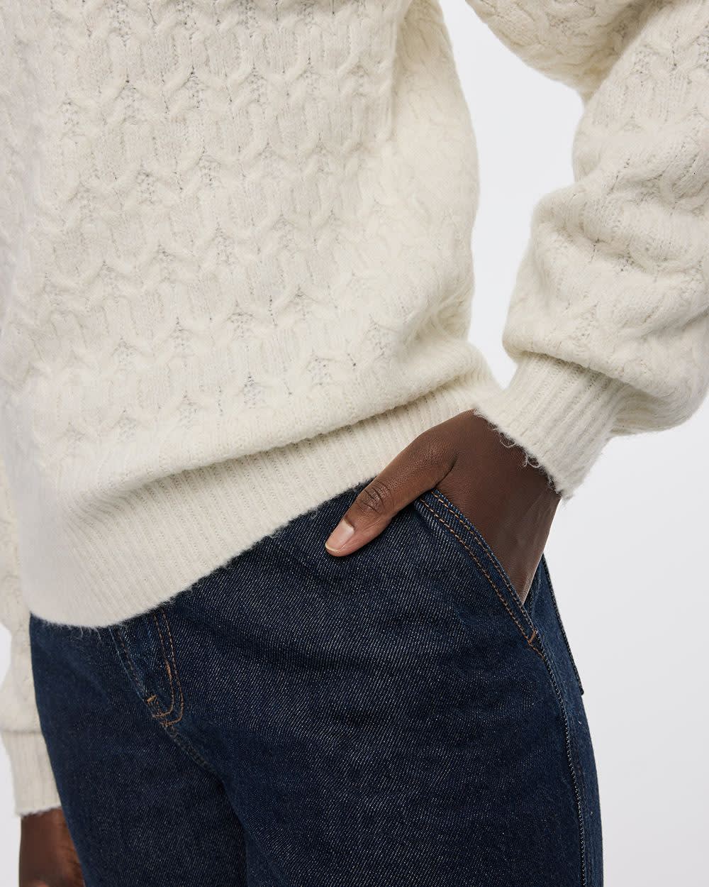 Long-Balloon-Sleeve Mock-Neck Sweater - Image 4