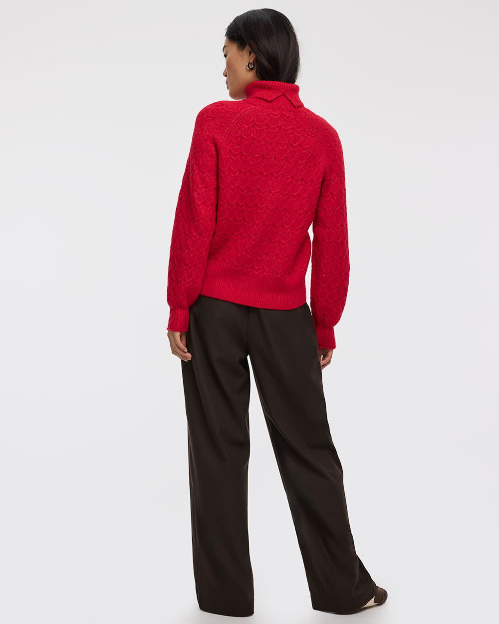 Long-Balloon-Sleeve Mock-Neck Sweater - Image 7