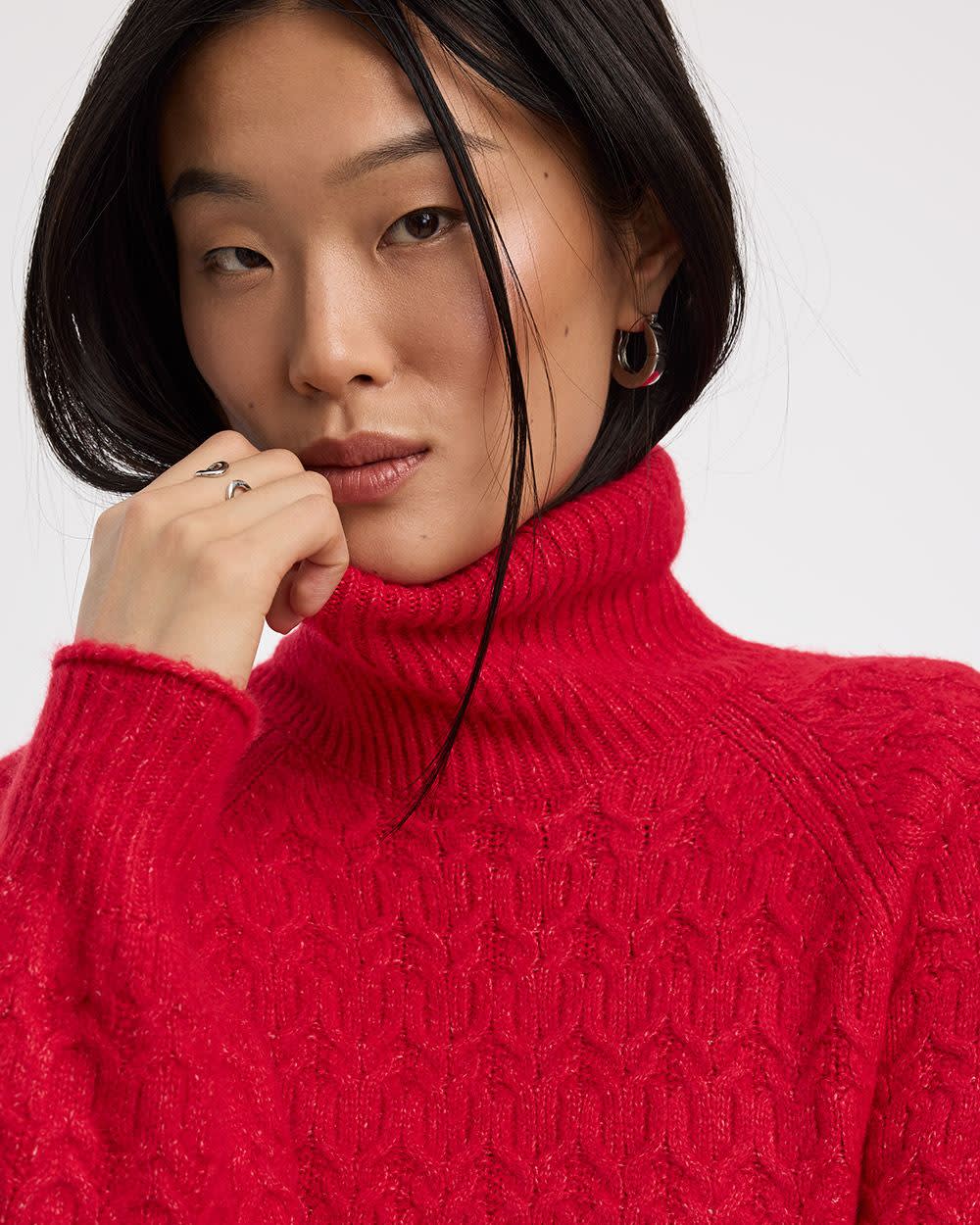 Long-Balloon-Sleeve Mock-Neck Sweater - Image 9