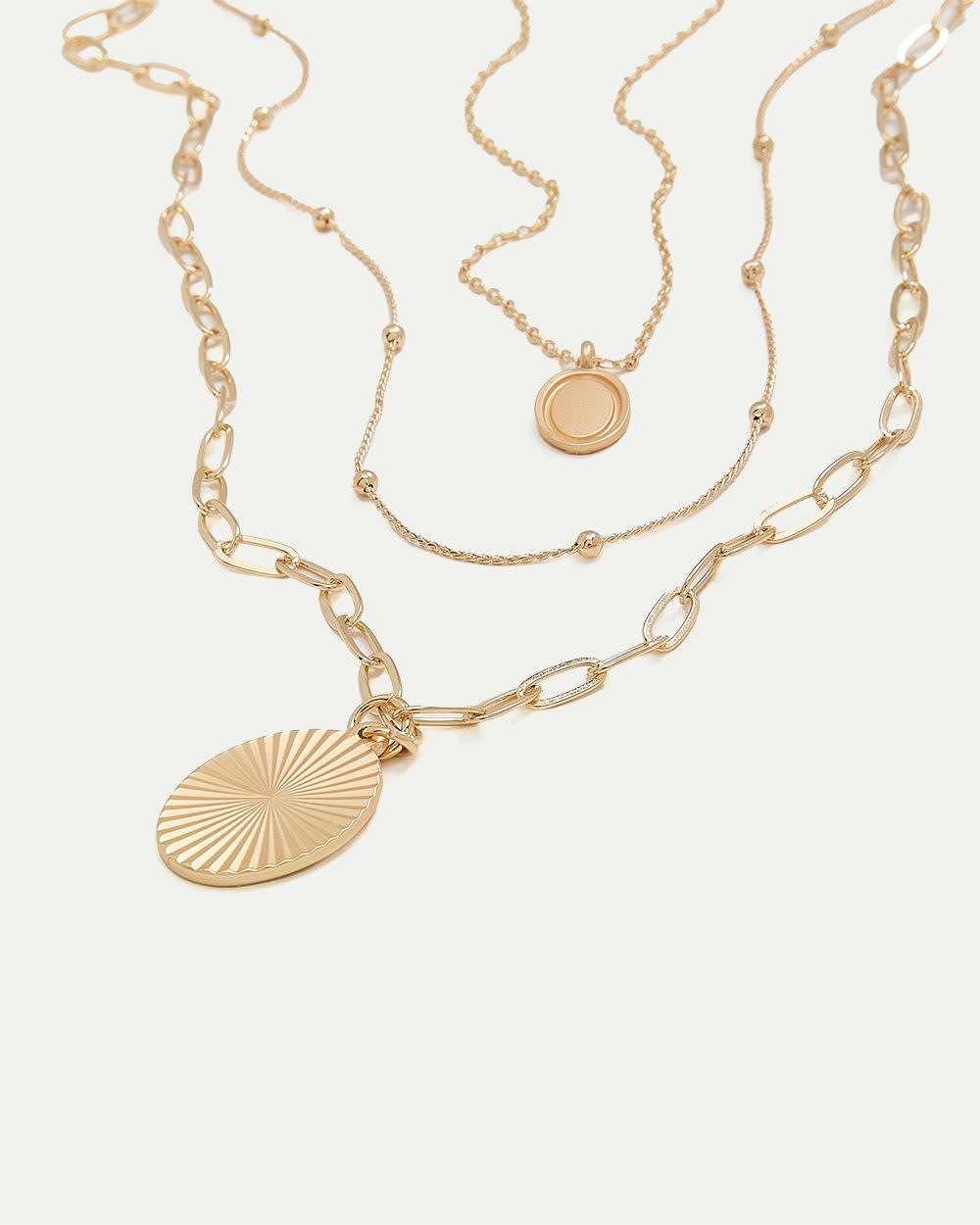 Multi-Chain Necklace with Round Pendants - Image 3