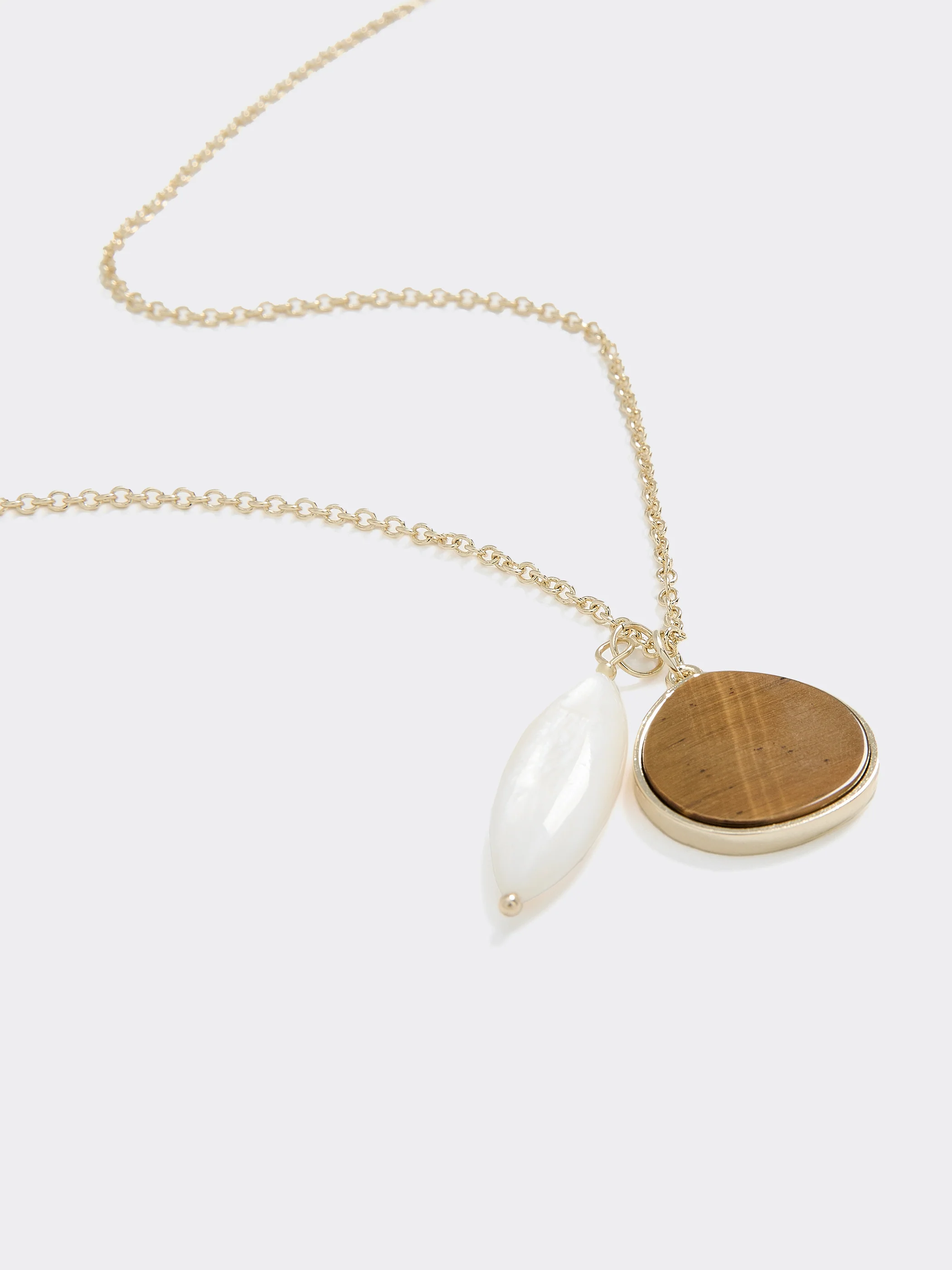Long Necklace with Double-Stone Pendant