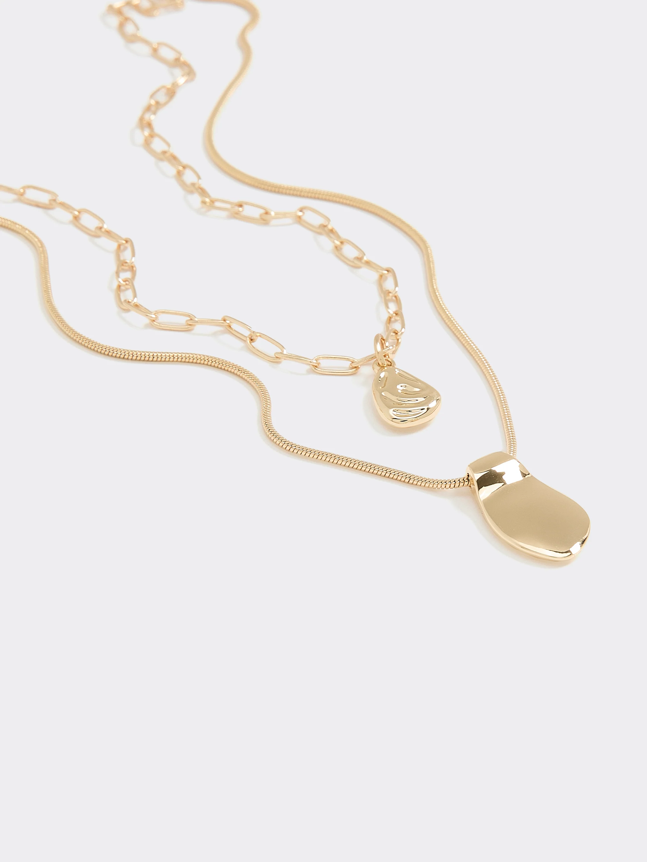 Double-Chain Short Necklace with Organic Pendant - Image 3