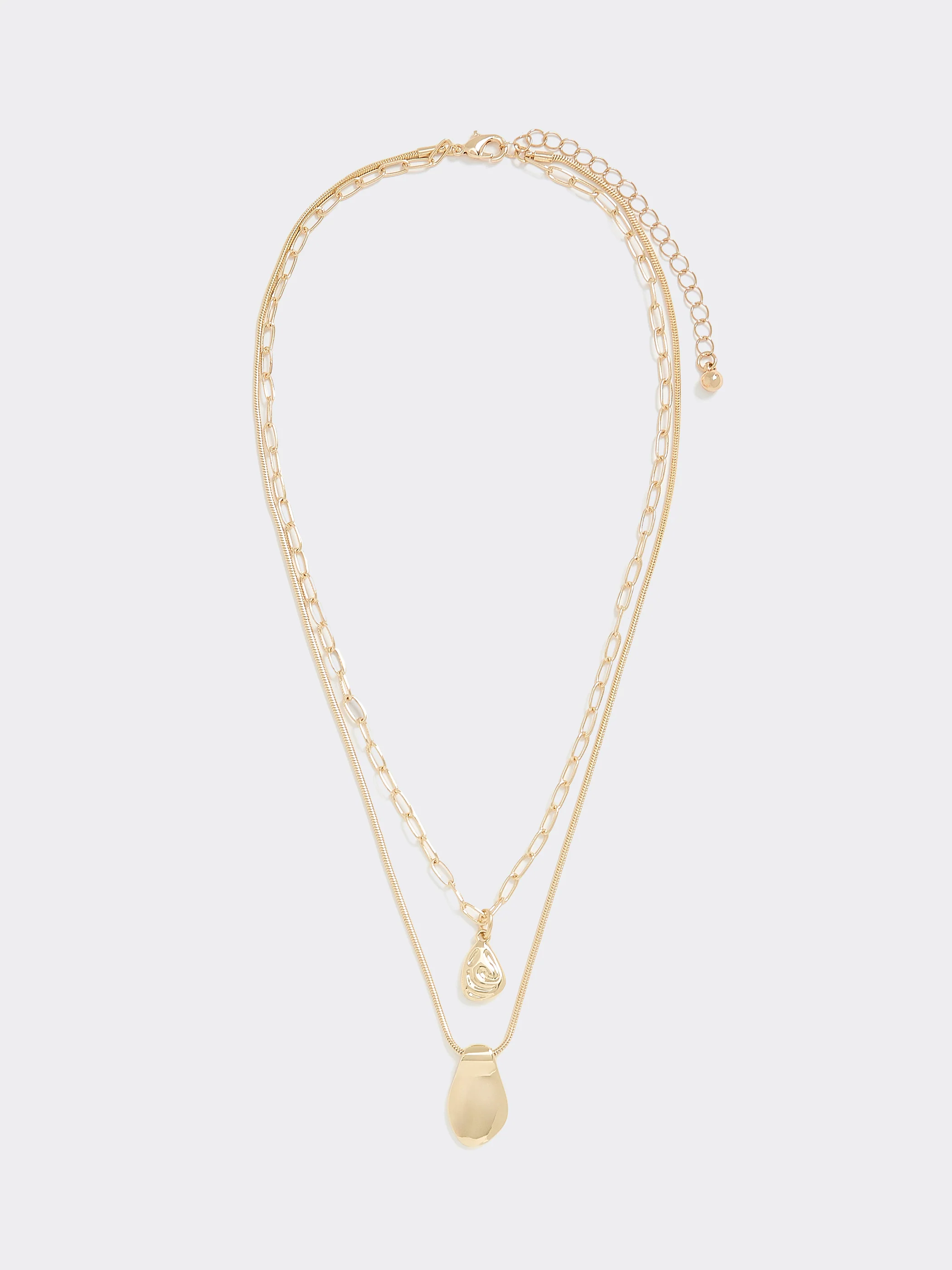 Double-Chain Short Necklace with Organic Pendant - Image 4
