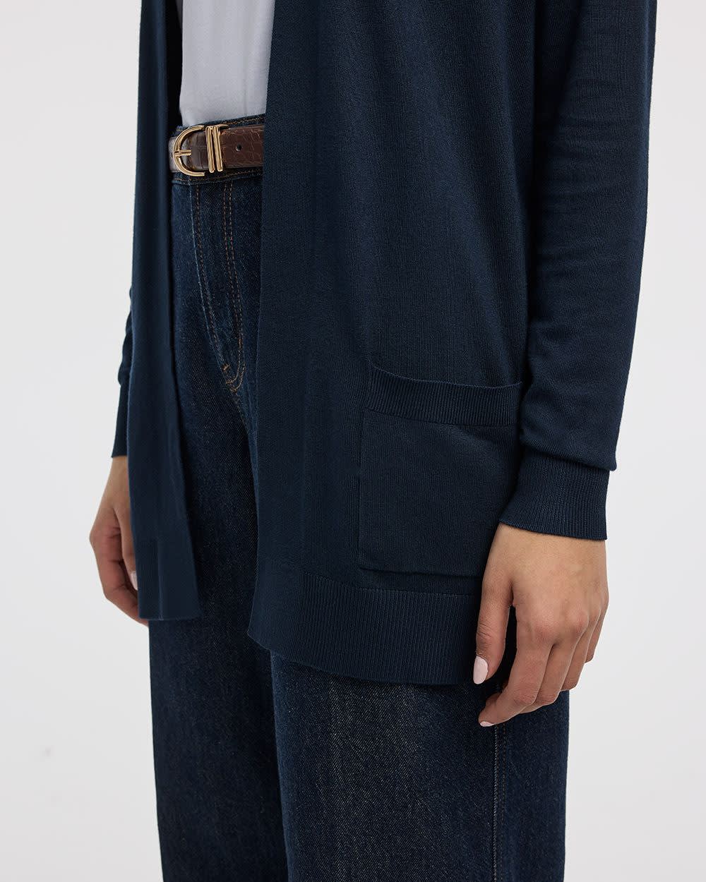 Long-Sleeve Open Cardigan with Pockets - R Essentials - Image 16