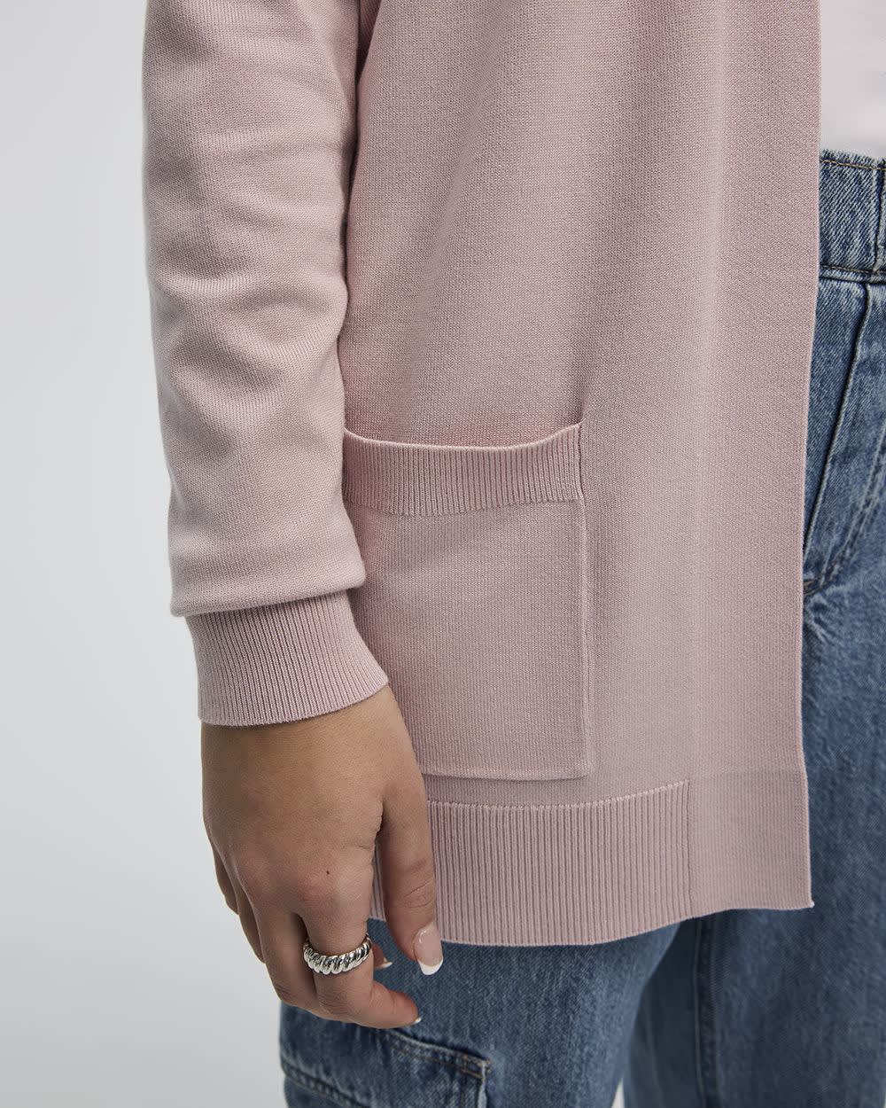 Long-Sleeve Open Cardigan with Pockets - R Essentials - Image 24