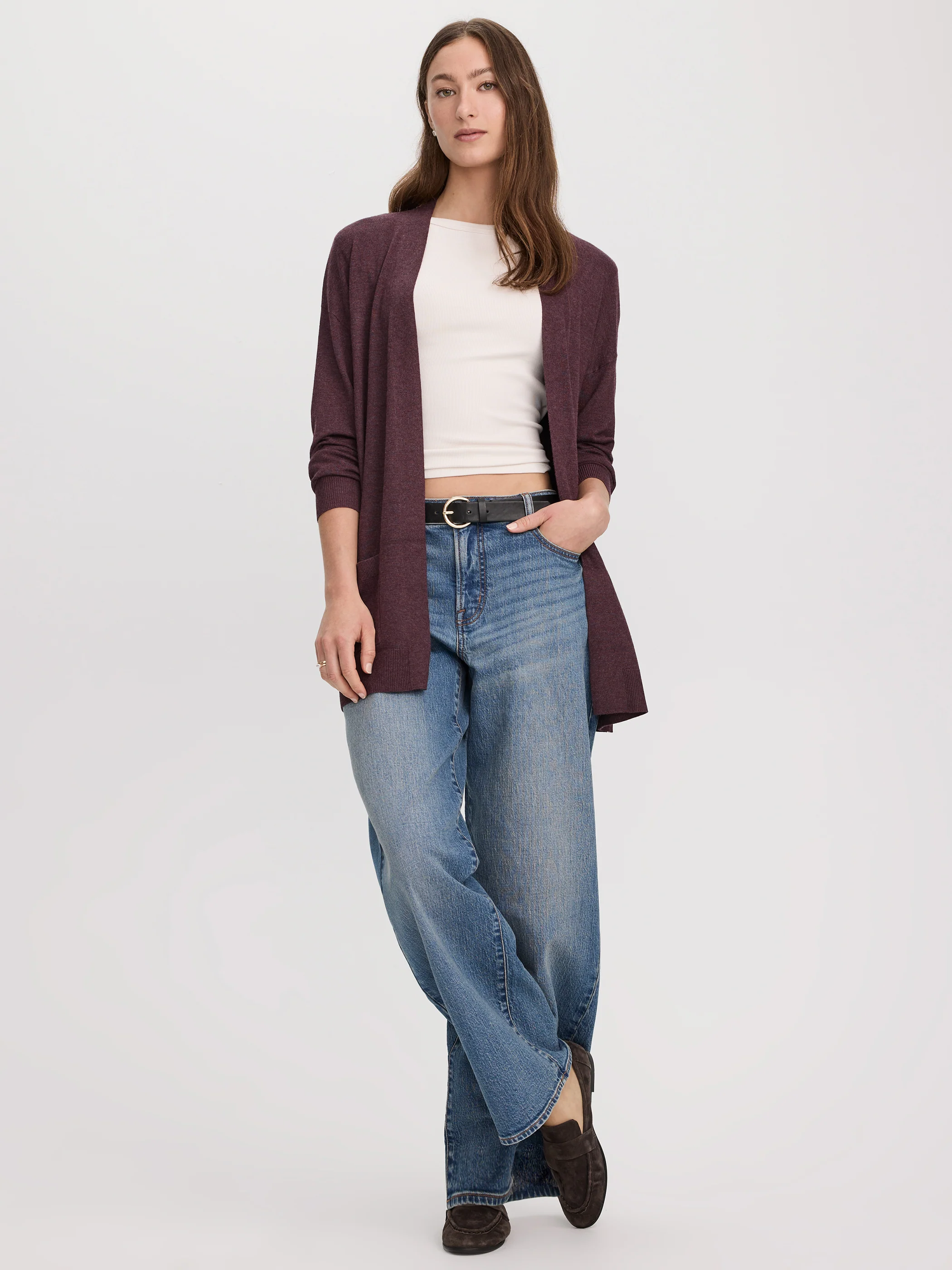 Long-Sleeve Open Cardigan with Pockets - R Essentials - Image 4