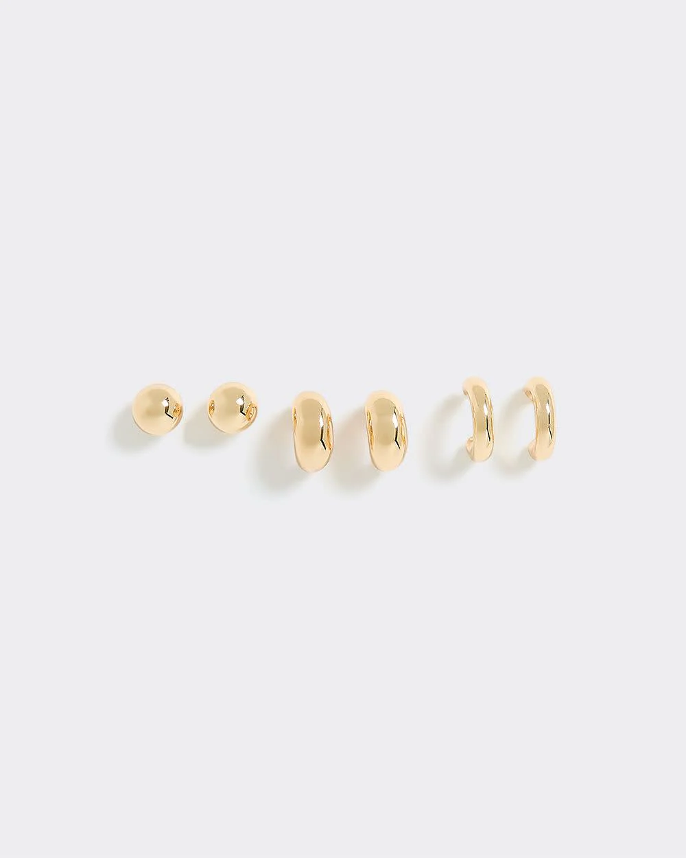 Stainless Steel Hoops and Stud Earrings - 3 Pairs - Image 4