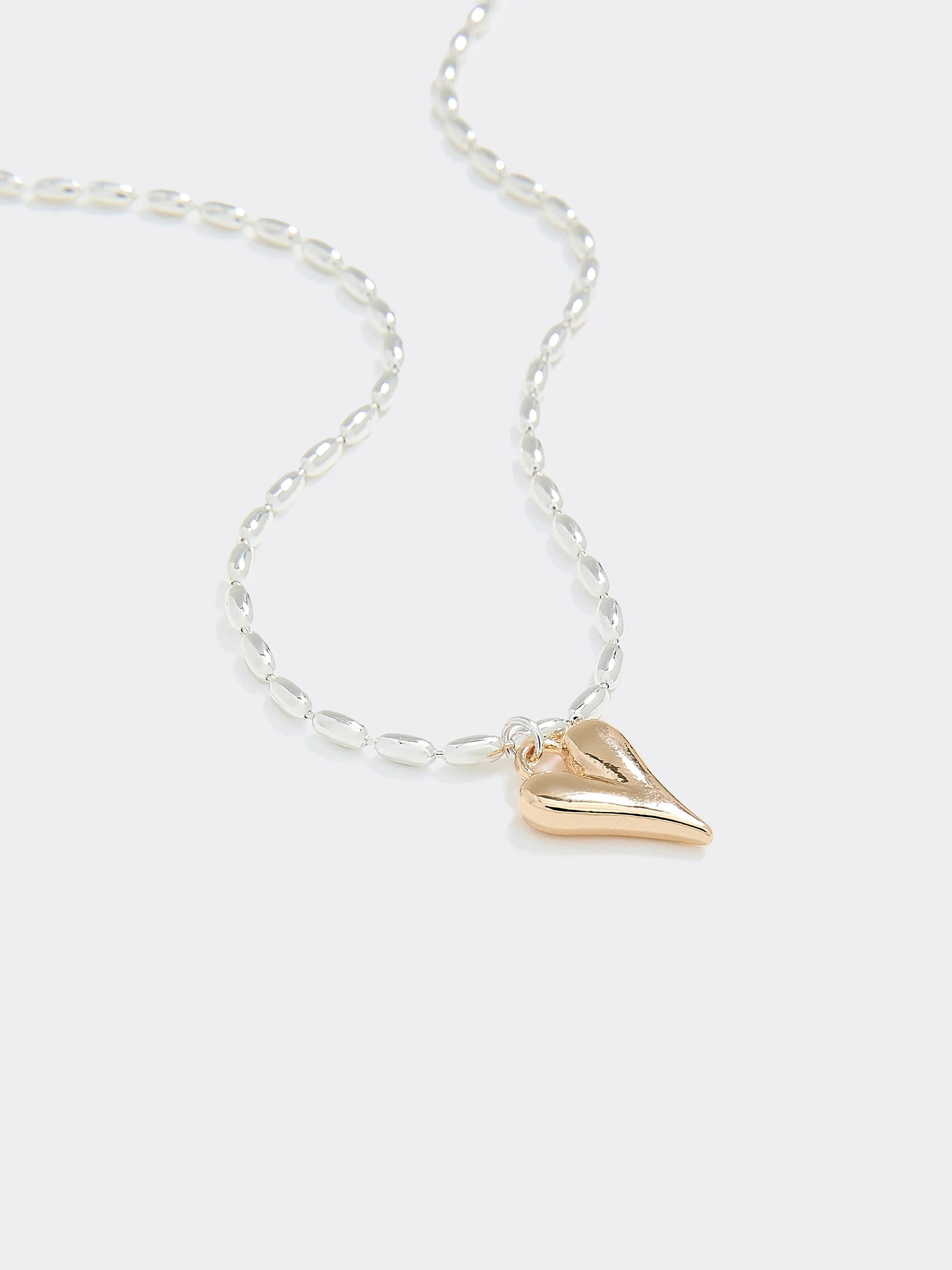 Two-Tone Short Necklace with Heart Pendant