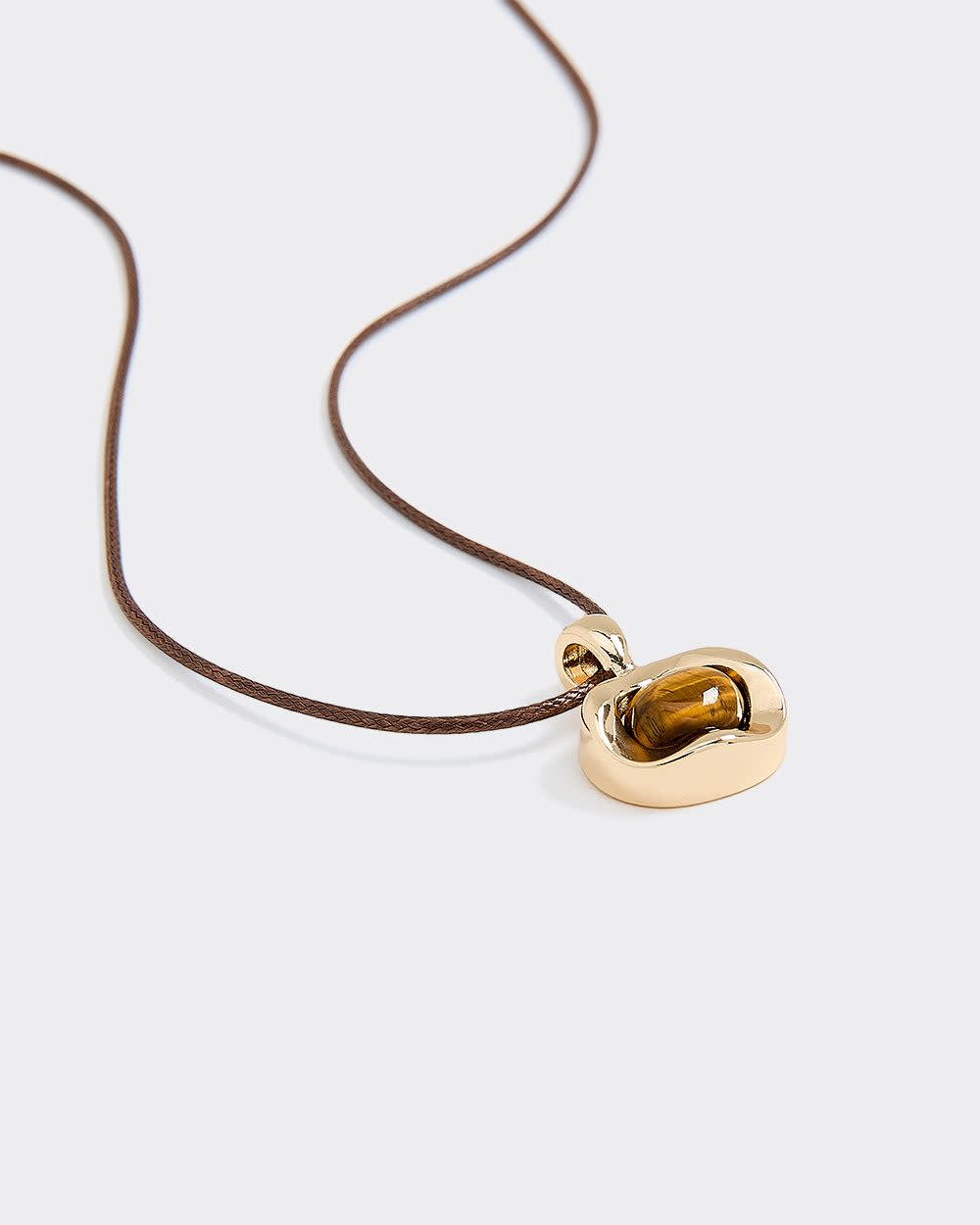 Short Cord Necklace with Tiger Eye