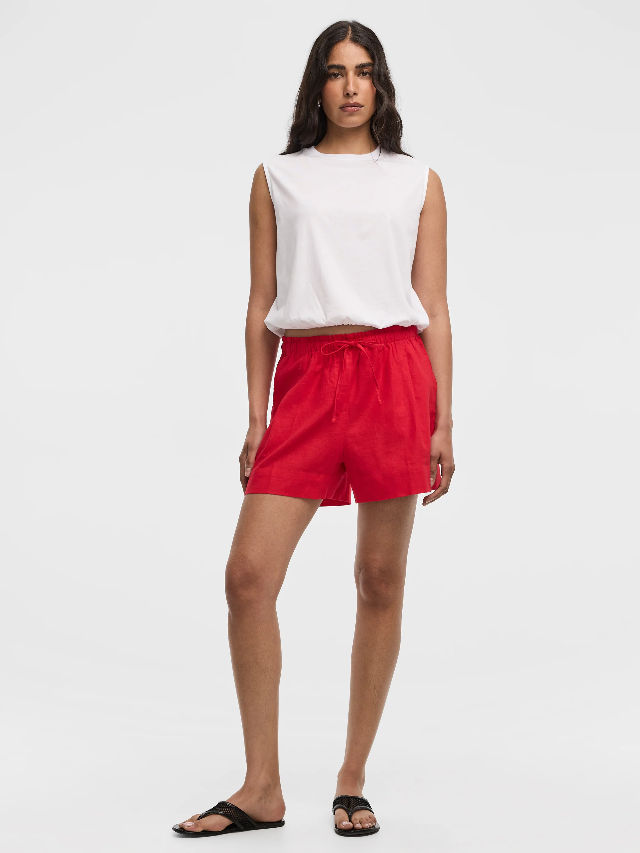 Linen-Blend Shorts with Elastic Waistband - Image 29